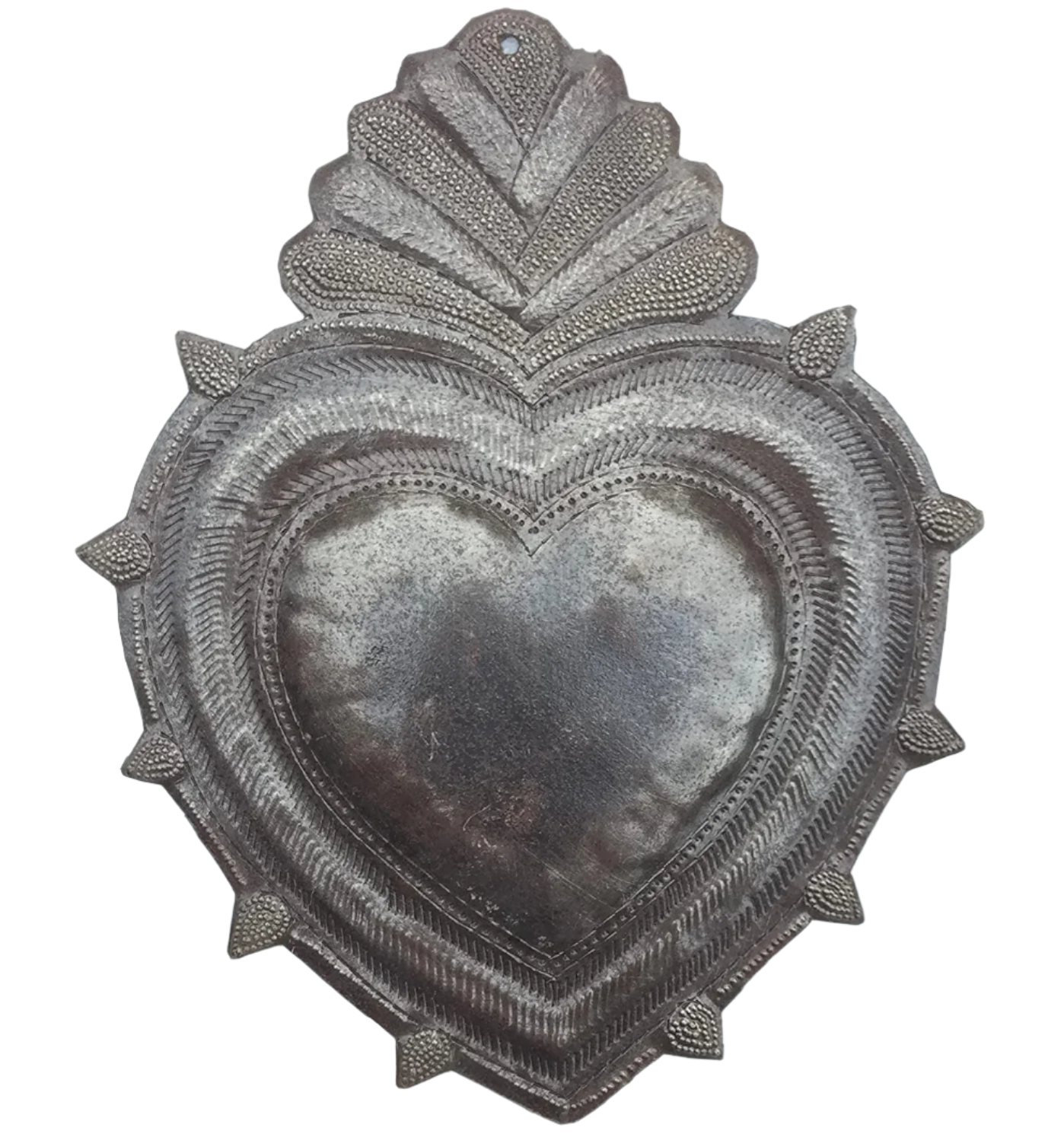 Handmade Hammered Sacred Heart Haiti 7.25"x 9"