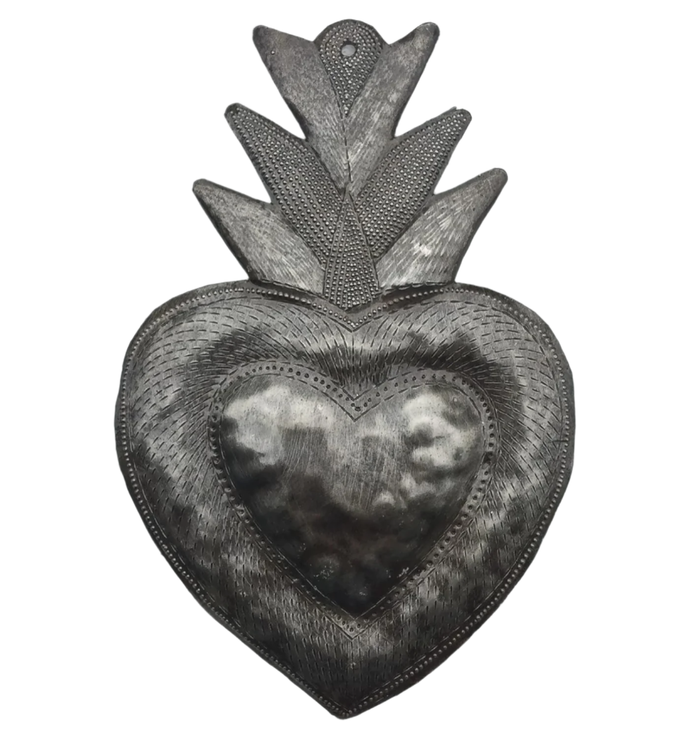 Handmade Hammered Sacred Heart Haiti 6"x 8.5"
