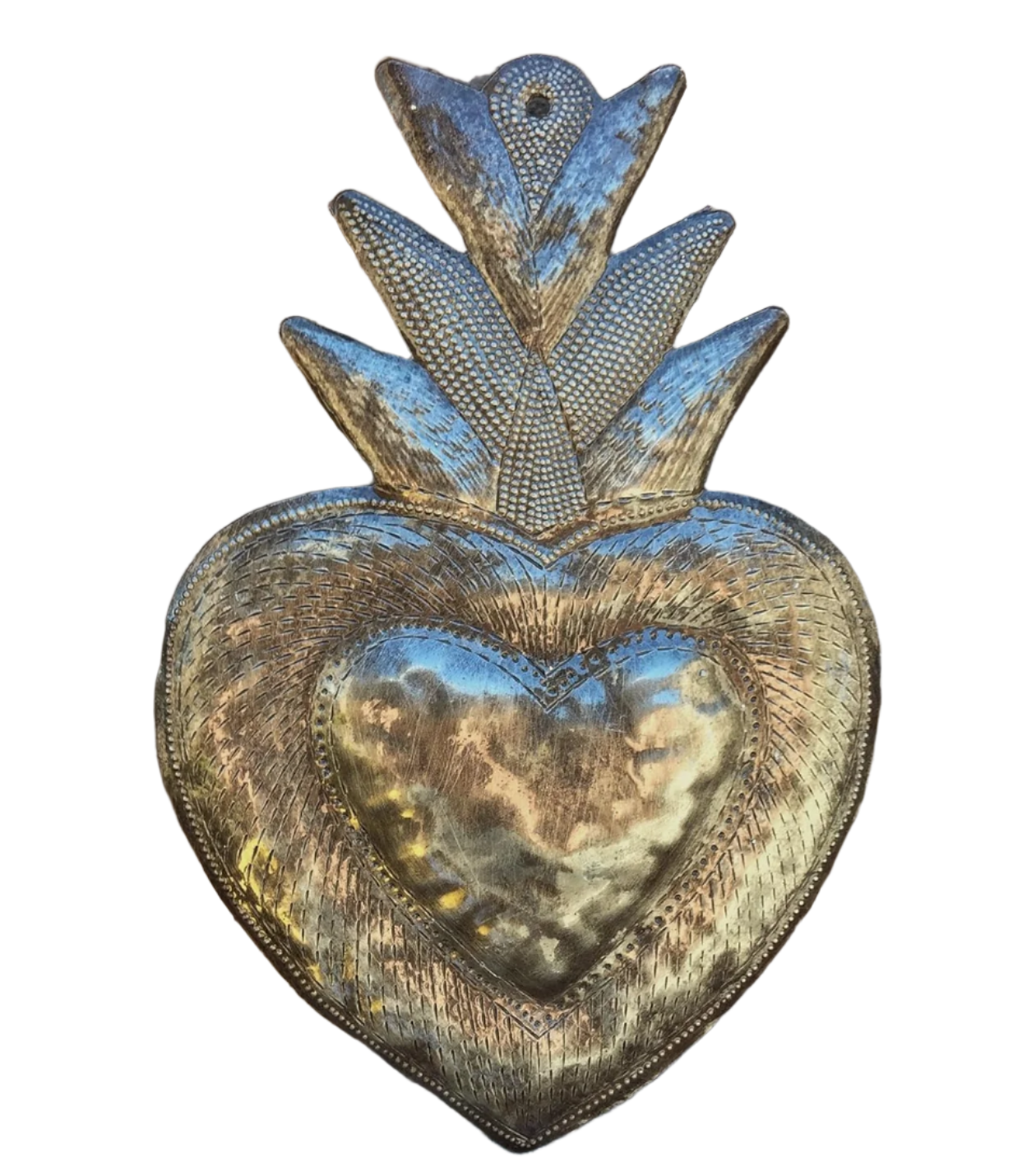 Handmade Hammered Sacred Heart Haiti 6"x 8.5"