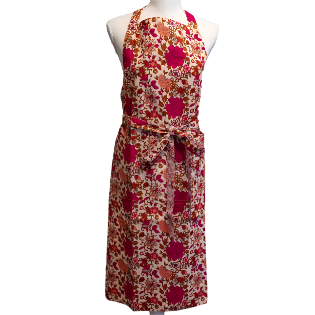 Handmade Block Printed Reversible Pink Apron India