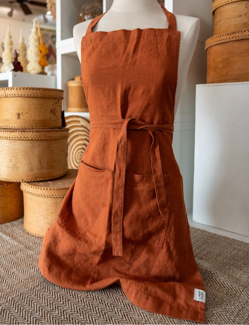 Linen Apron Lithuania - Burnt Orange