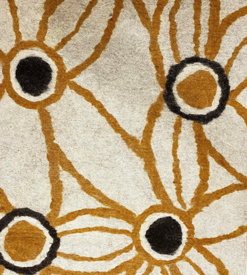 Handmade Wool Felt Runner Rug Floral Afghanistan (30x72)