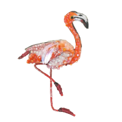 Embroidered Brooch - Flamingo India