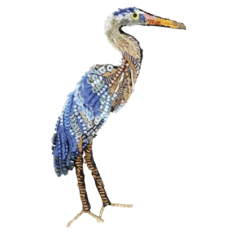 Embroidered Brooch - Blue Heron India