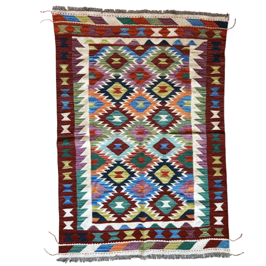 Handwoven Wool Kilim Medium Rug Afghanistan (4x6) - K0951