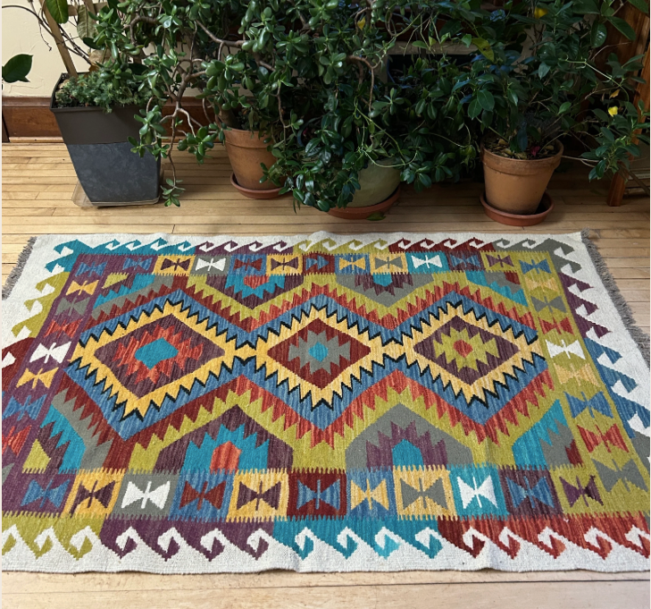 Handwoven Wool Kilim Medium Rug Afghanistan (4x6) - K0619