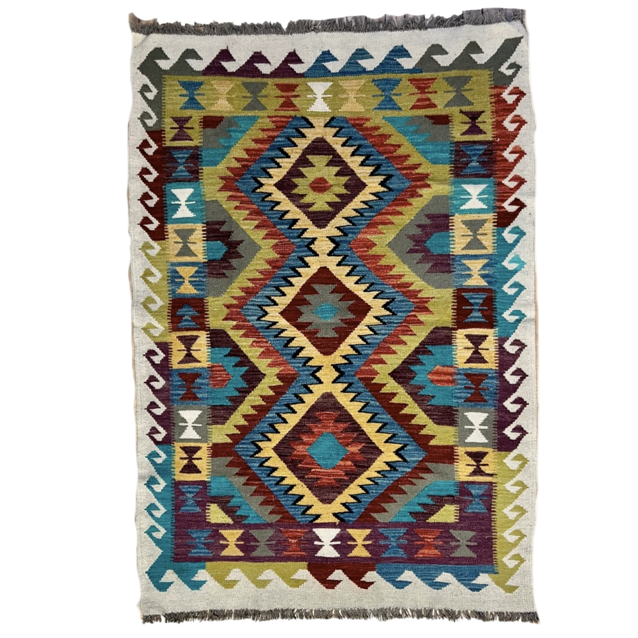 Handwoven Wool Kilim Medium Rug Afghanistan (4x6) - K0619