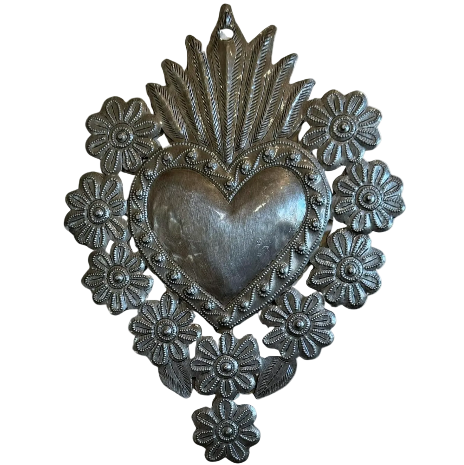 Handmade Hammered Flowers Sacred Heart Haiti