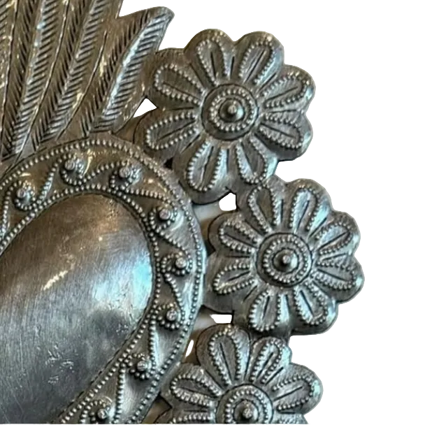 Handmade Hammered Flowers Sacred Heart Haiti