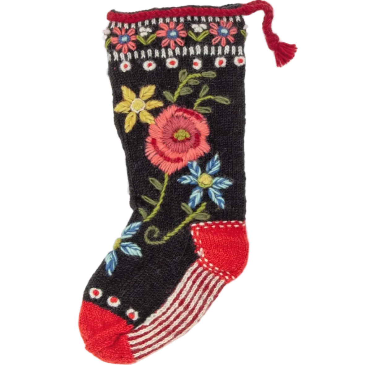 Wool Knit Christmas Flowers Stocking Nepal