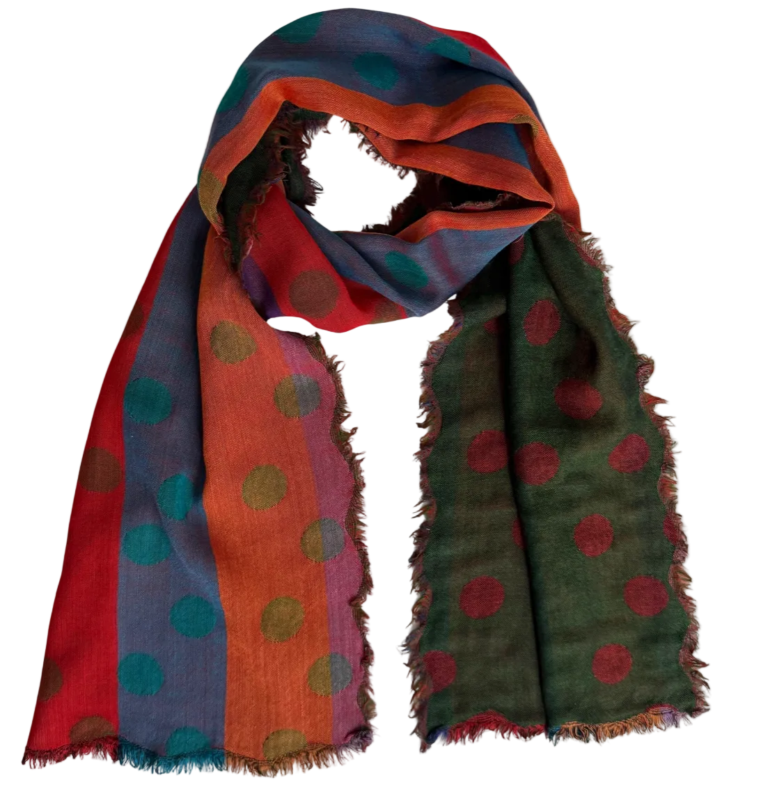 Woven Wool Scarf Polka Dot Jewel India