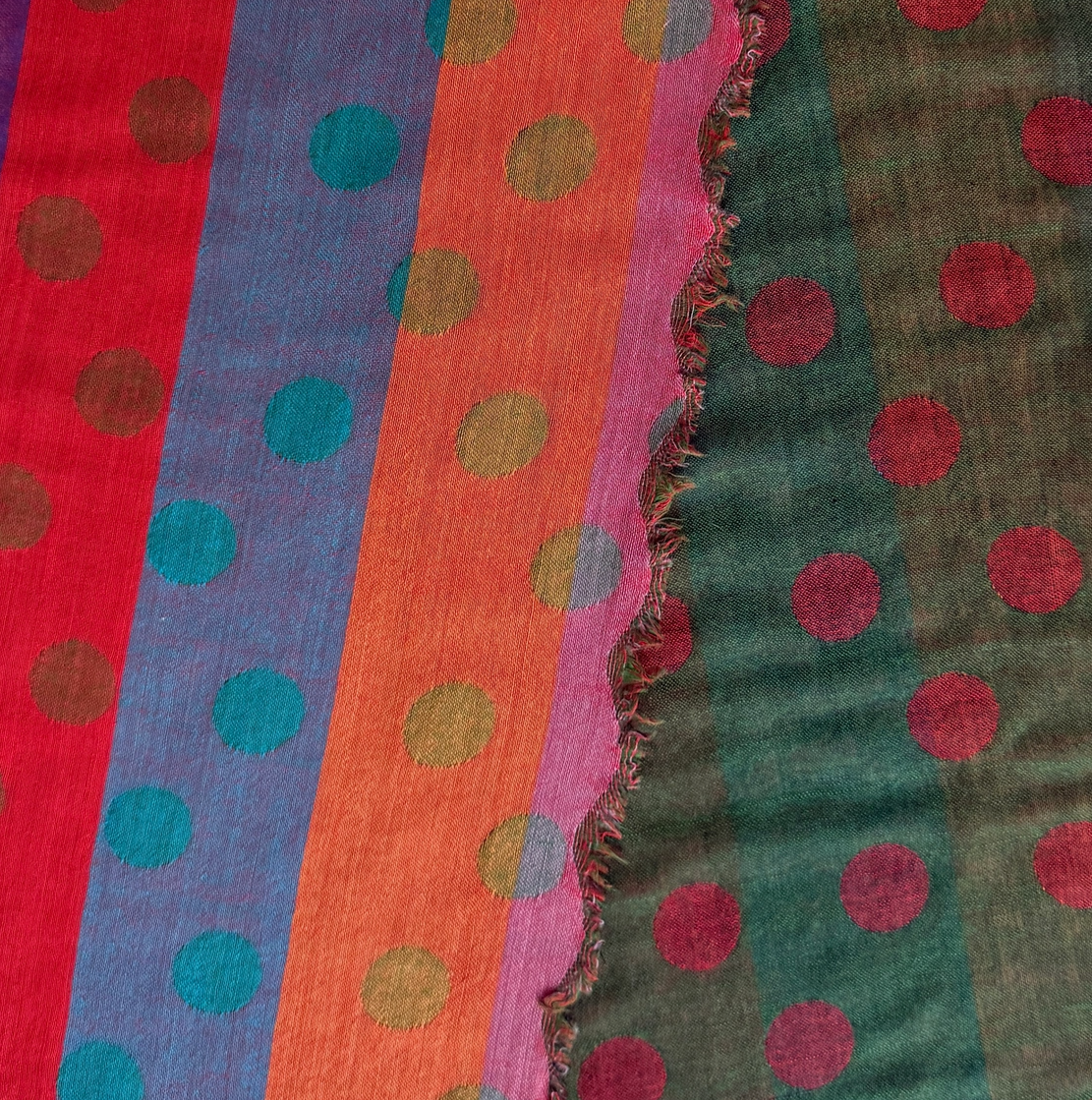 Woven Wool Scarf Polka Dot Jewel India