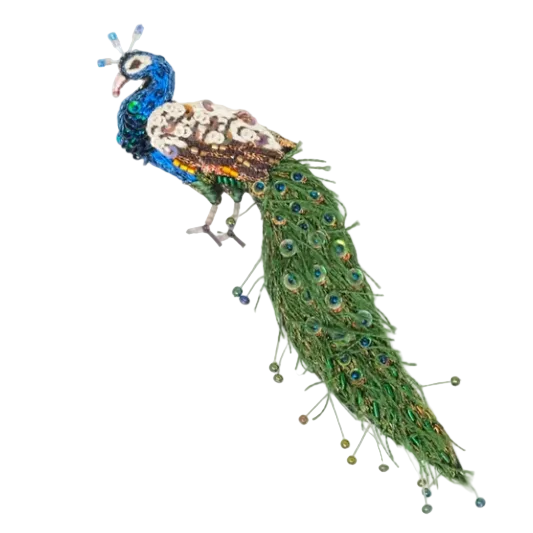 Embroidered Brooch India - Peacock