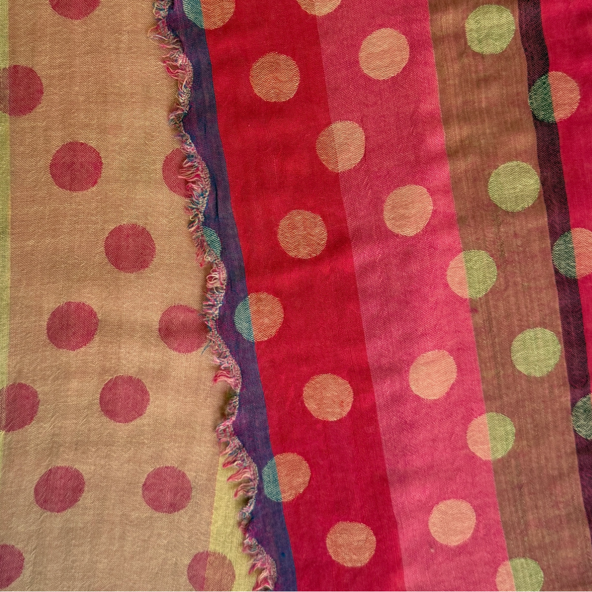 Woven Wool Scarf Polka Dot Reds India