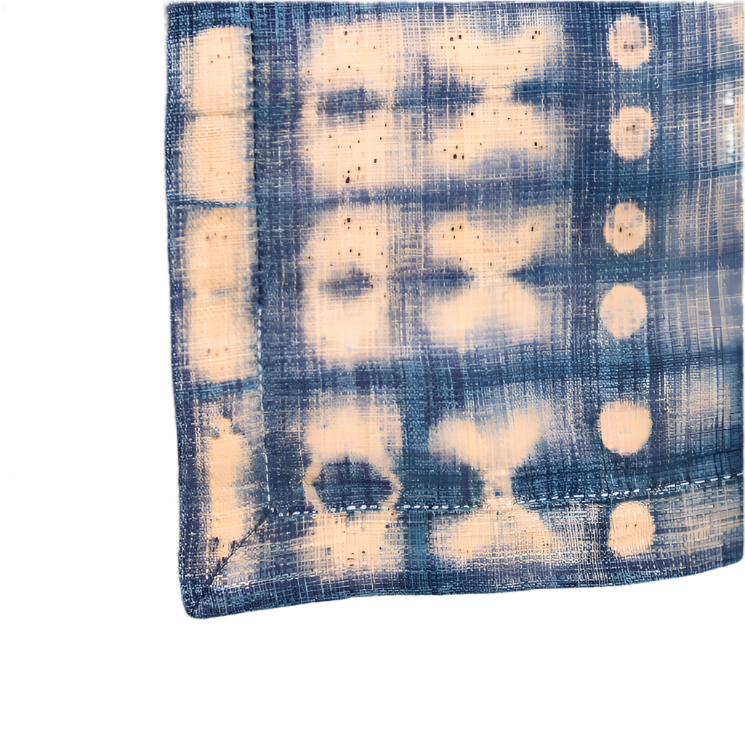 Handmade Raffia Shibori Indigo Table Runner Madagascar