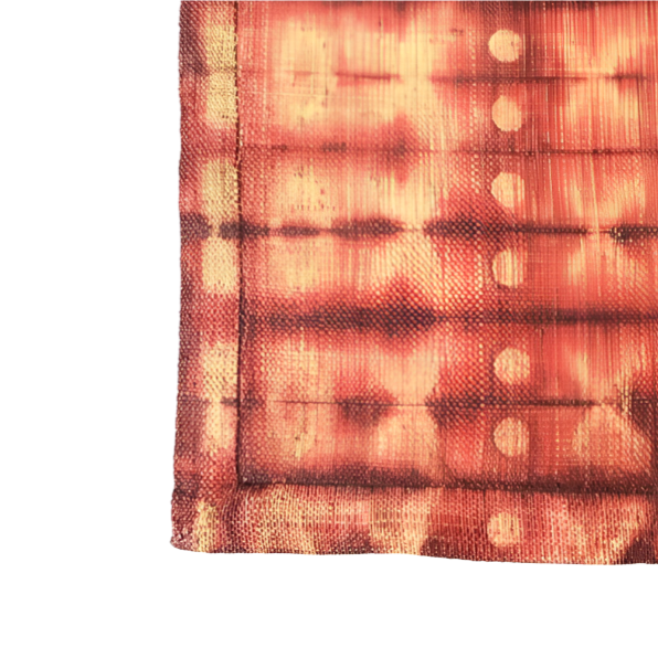 Handmade Raffia Shibori Red Table Runner Madagascar