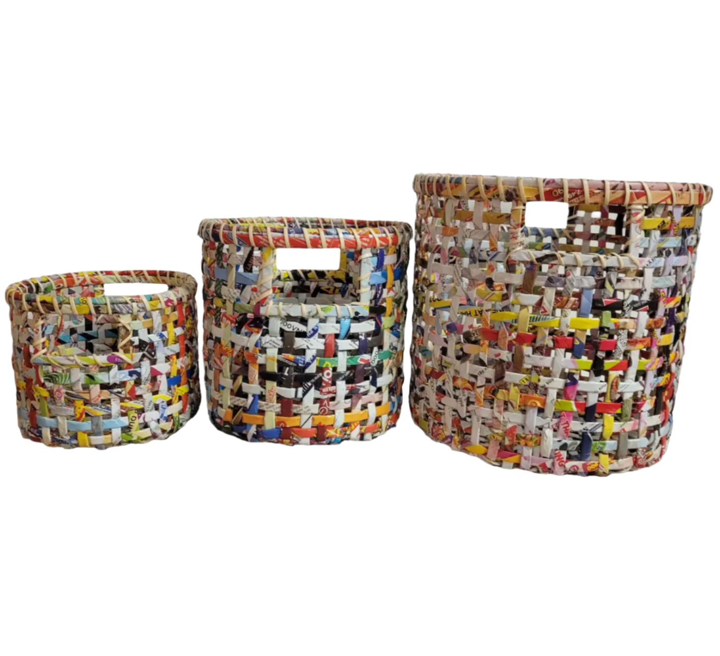 Upcycled Paper Basket Vietnam - Round Set of 3