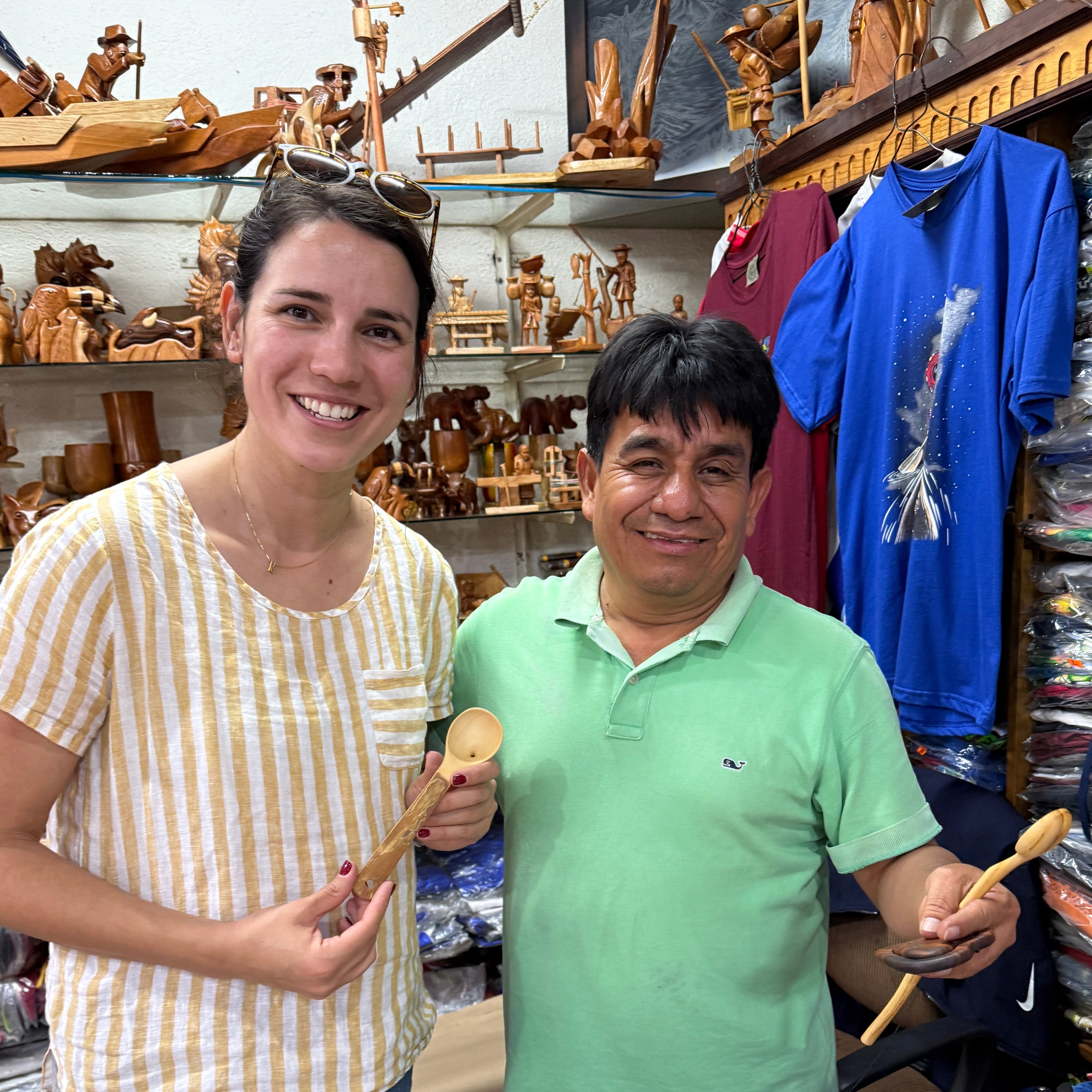 Hand carved Coffee Root Bark Long Handle Spoon Guatemala