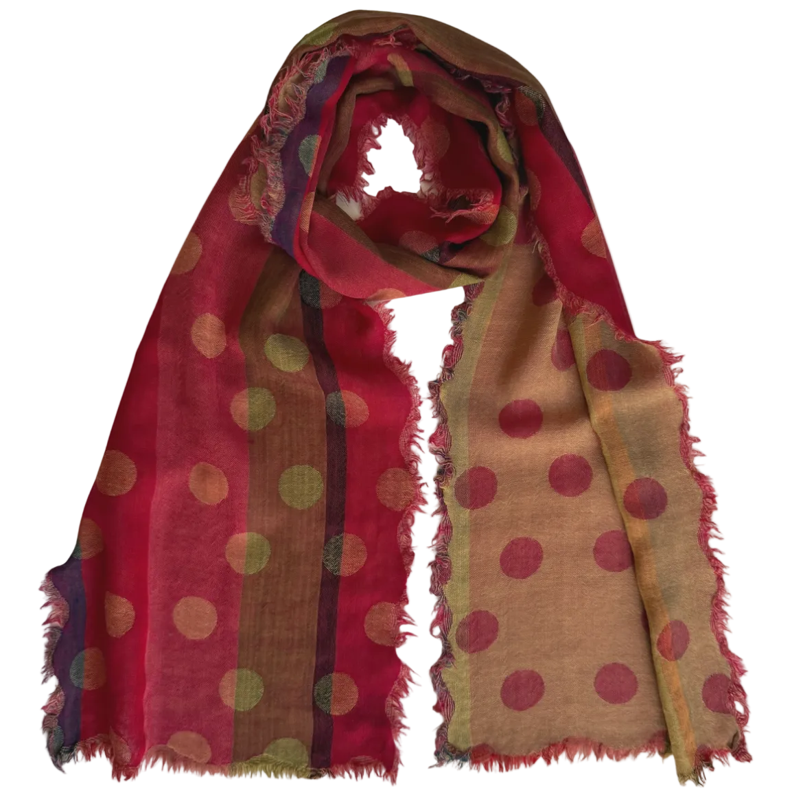 Woven Wool Scarf Polka Dot Reds India