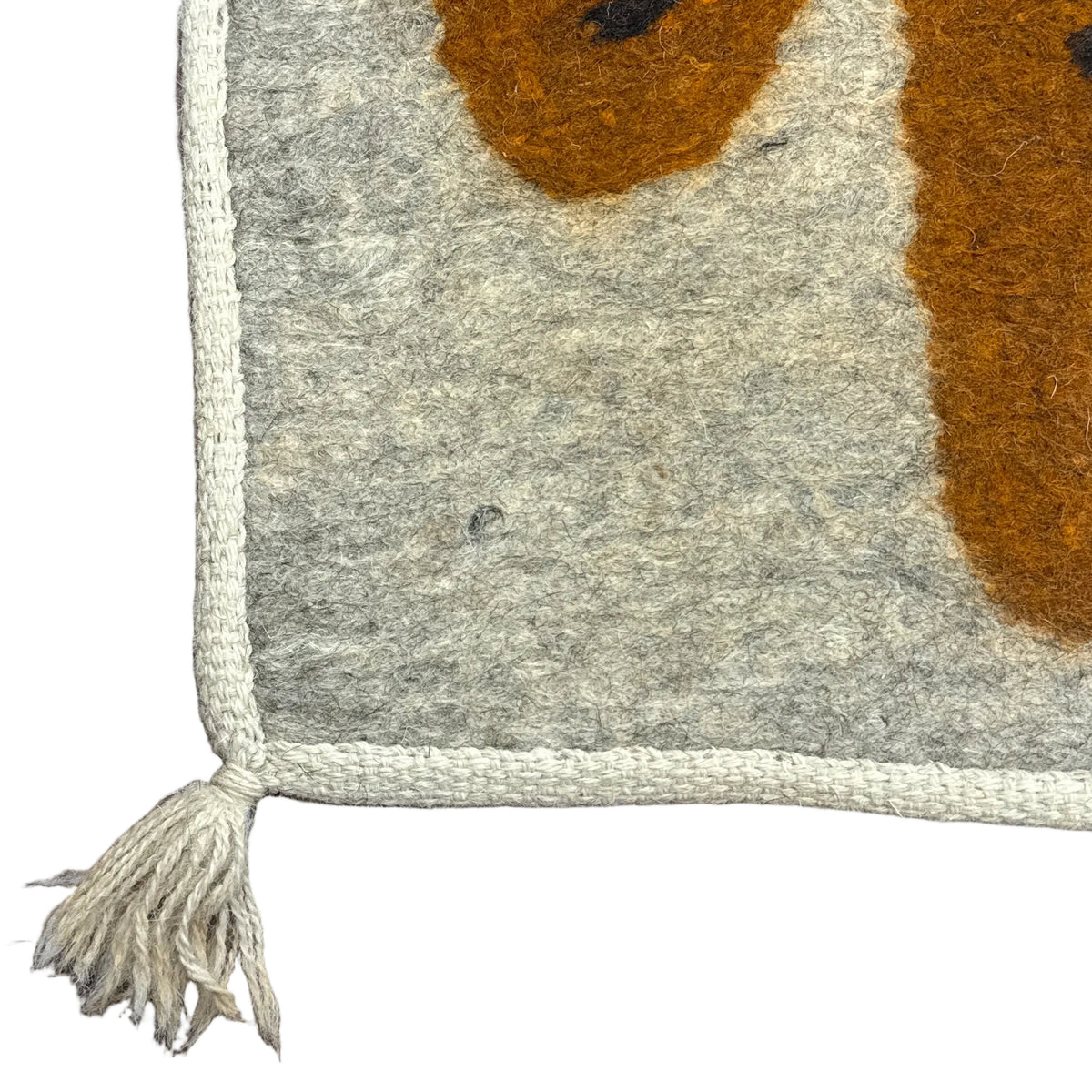 Handmade Wool Felt Pony Ochre Runner Afghanistan (30x72)