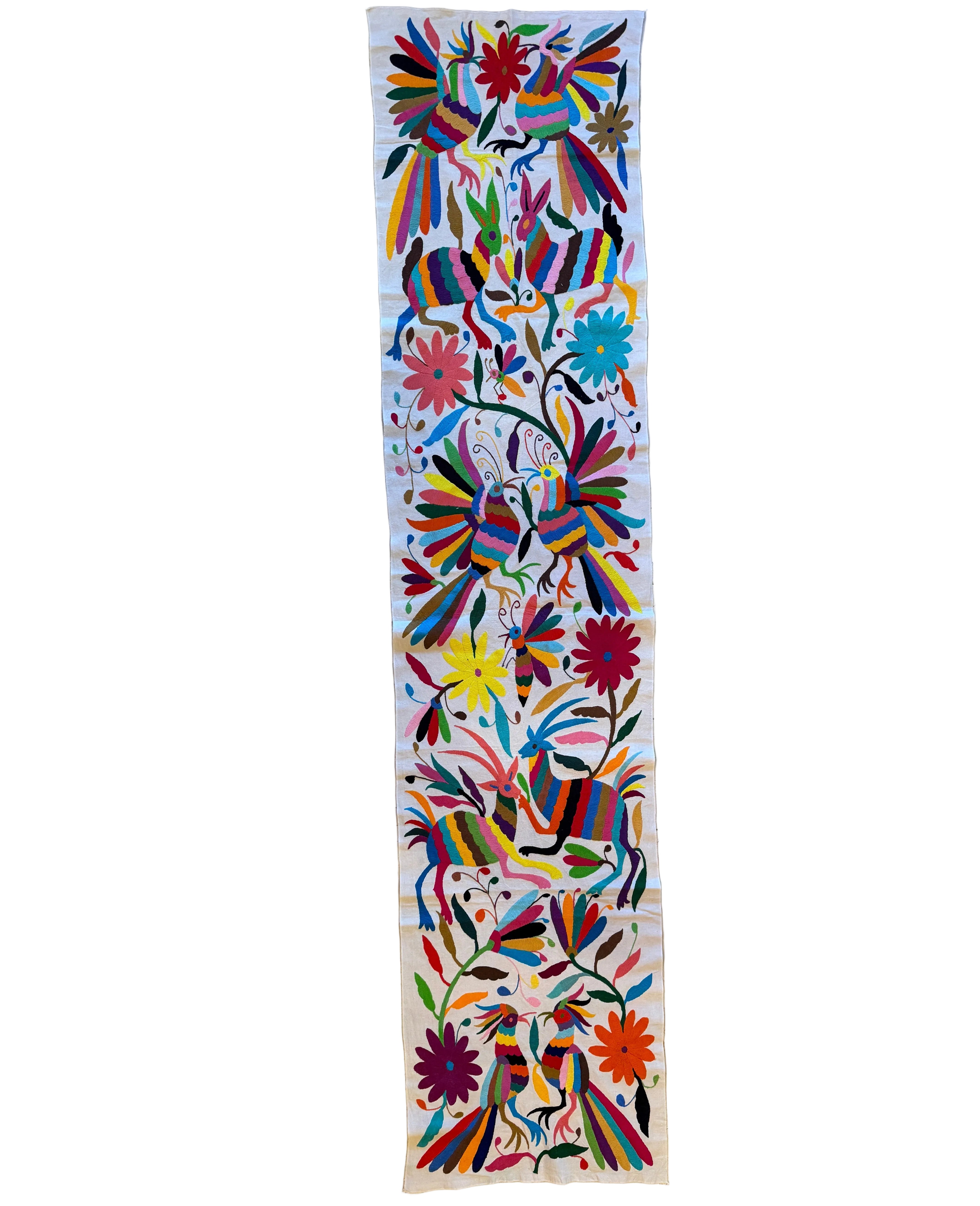 Embroidered Otomi Flowers Table Runner Mexico