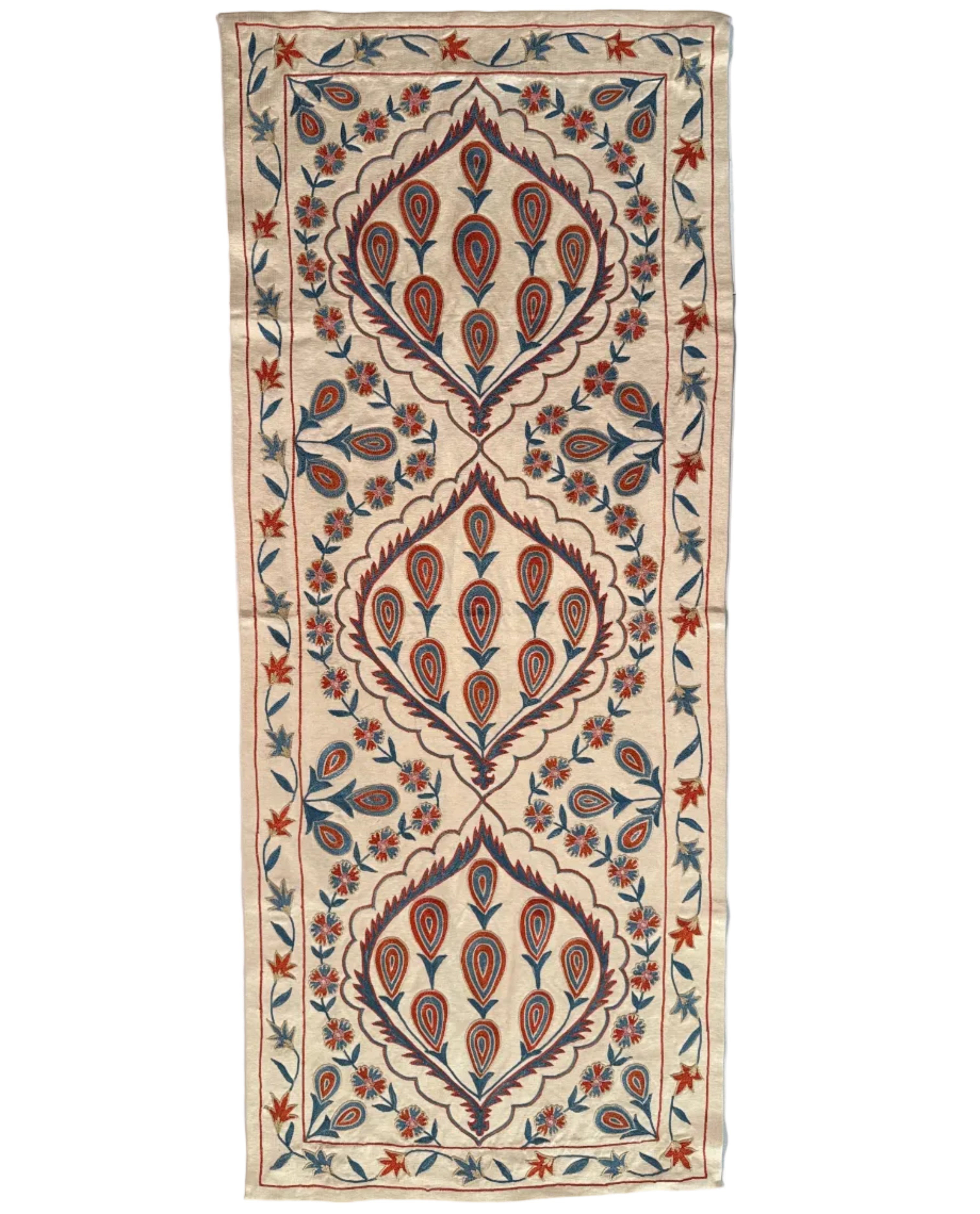Silk Suzani Table Runner Uzbekistan (18x44)