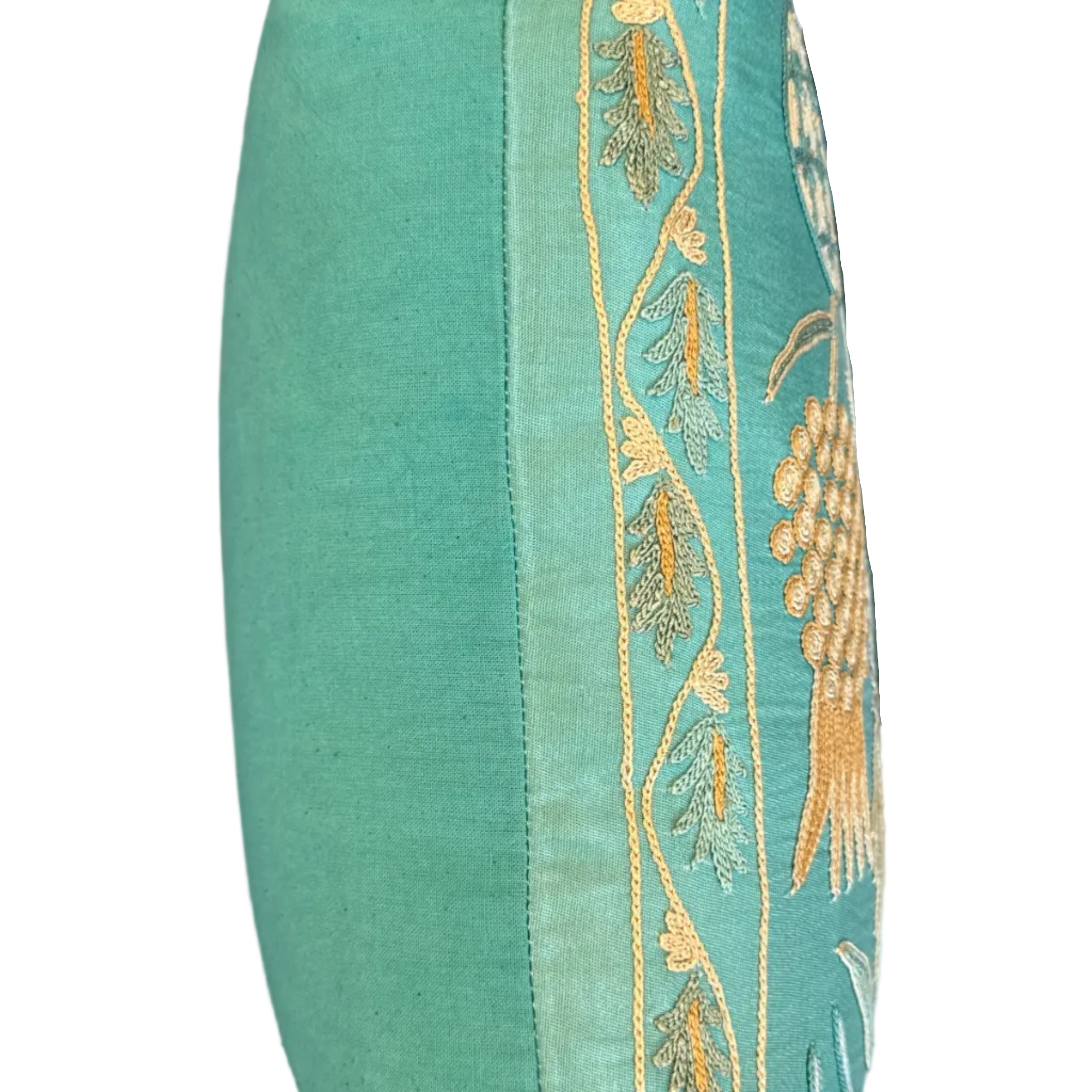 Hand Embroidered Suzani Aqua Pillow Uzbekistan (19x19)