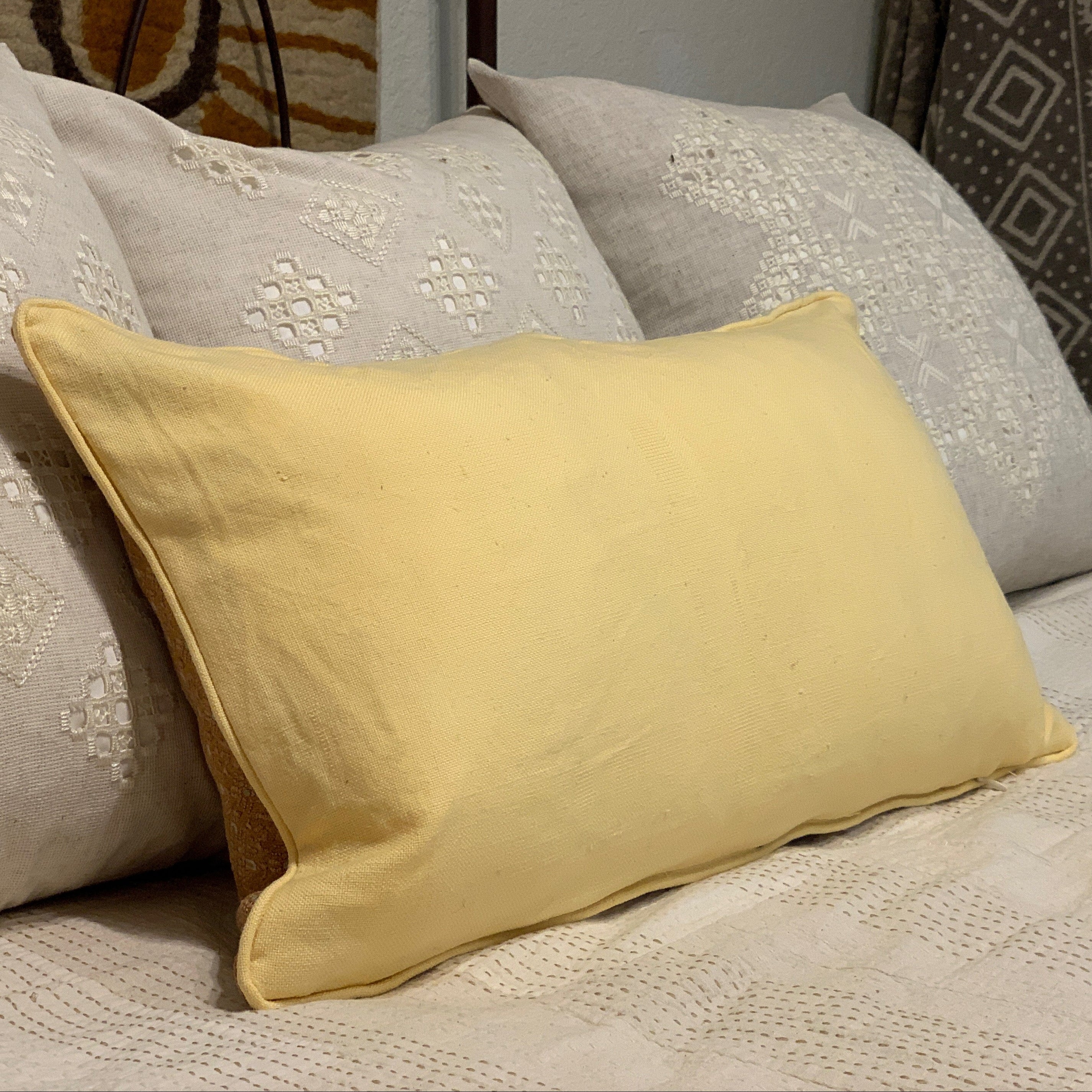 Handwoven and Embroidered Najuala Lumbar Guatemala (13x23)