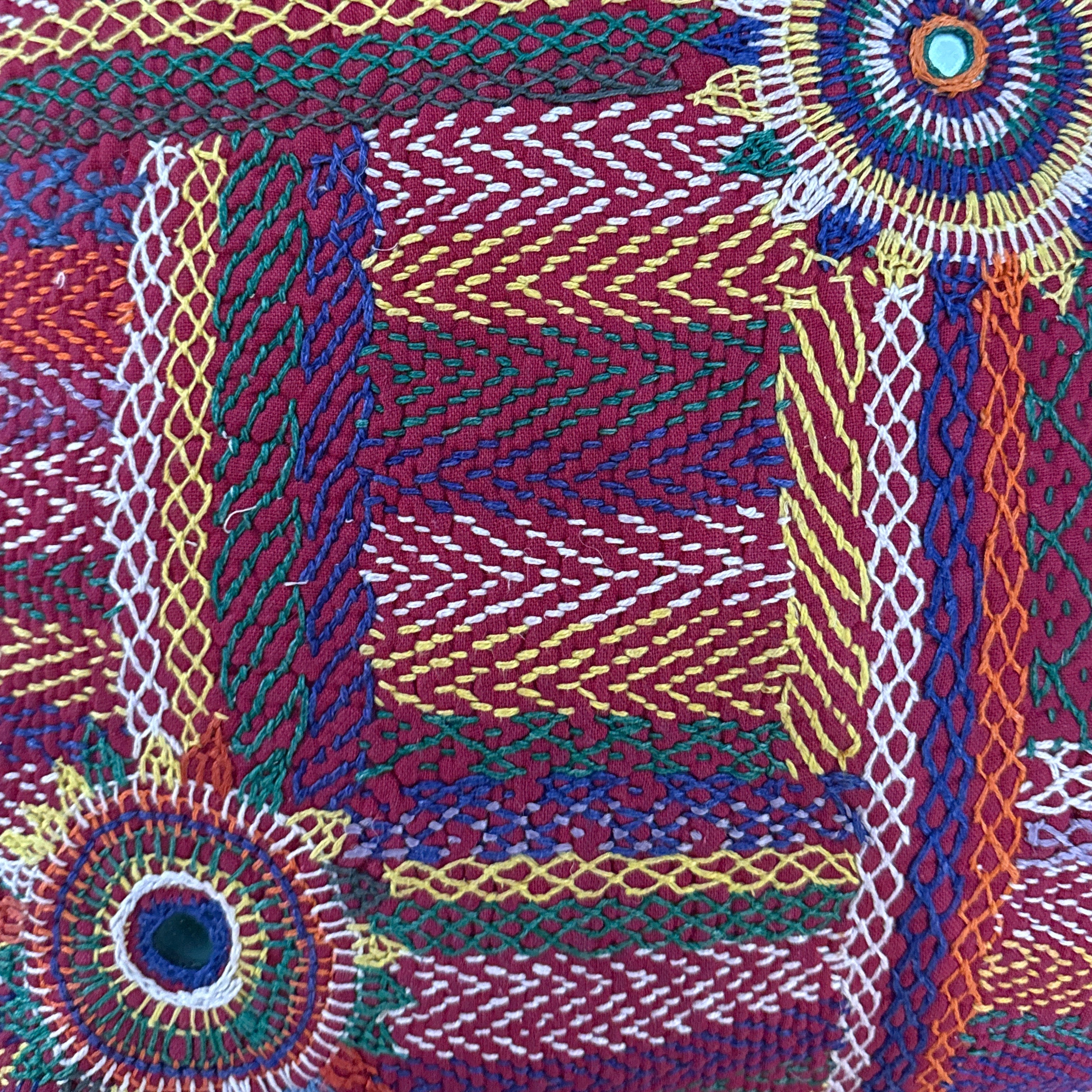 Hand Stitched Vintage Banjara Pillow India (24 x 24)
