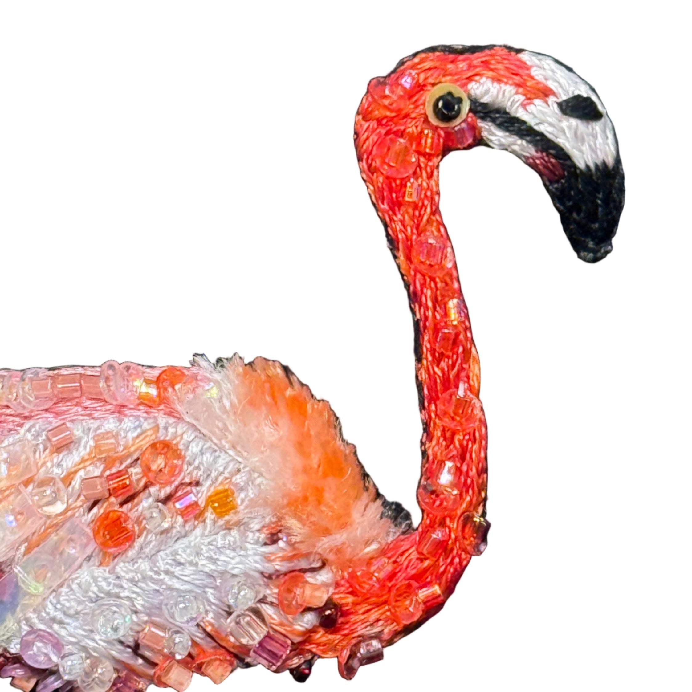Embroidered Brooch - Flamingo India