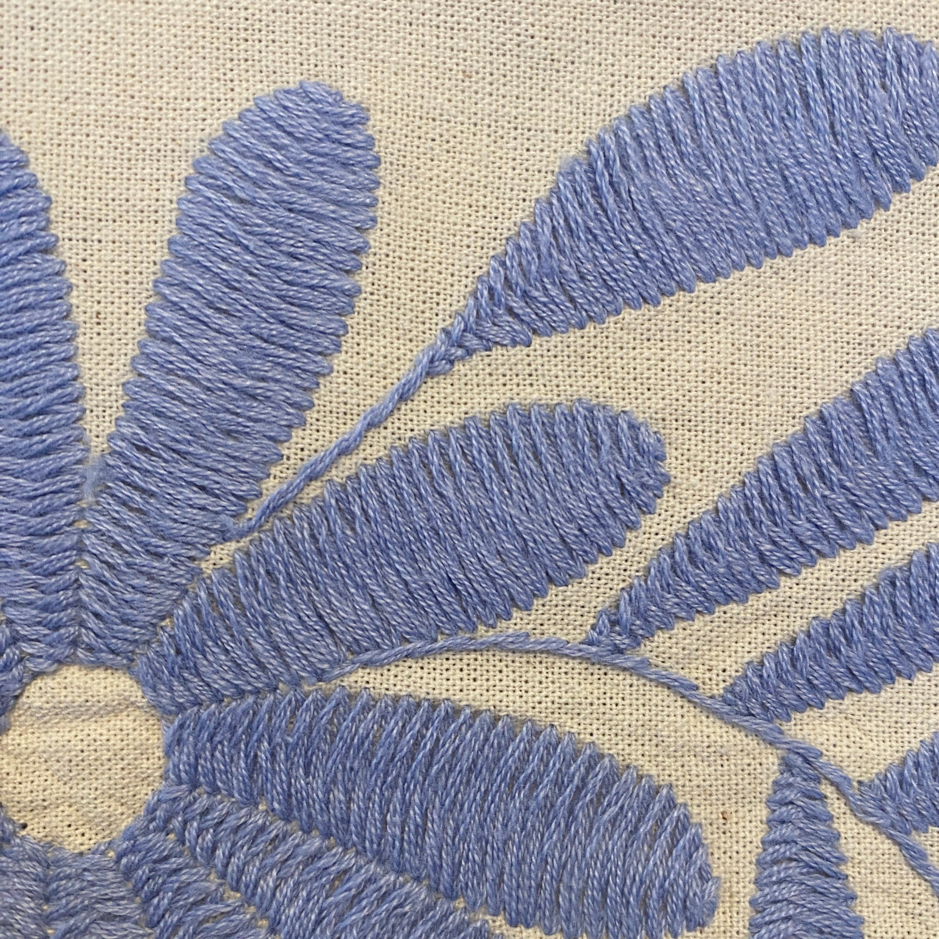 Otomi Hand Embroidered Light Periwinkle Table Runner Mexico