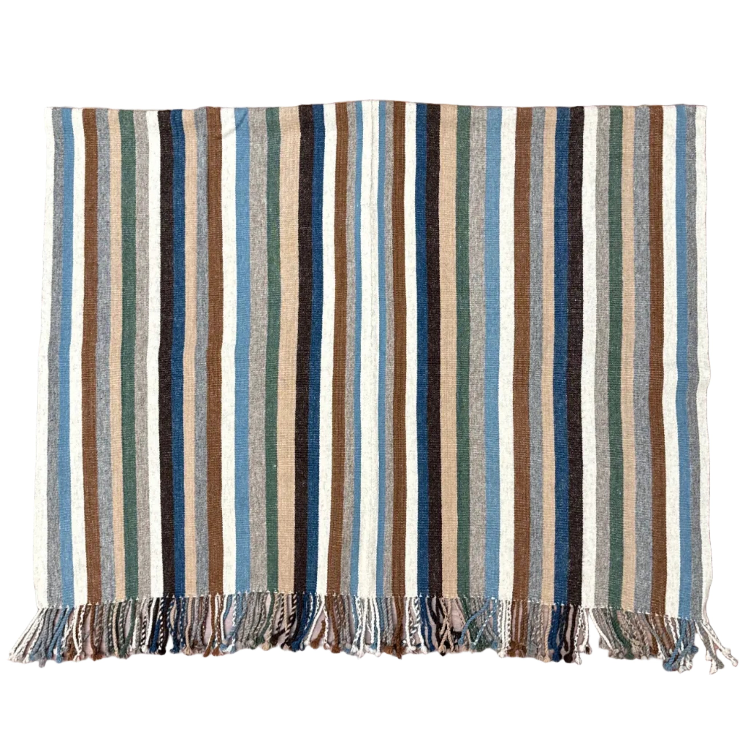 Handwoven Natural Dye Stripes Wool Throw Mexico