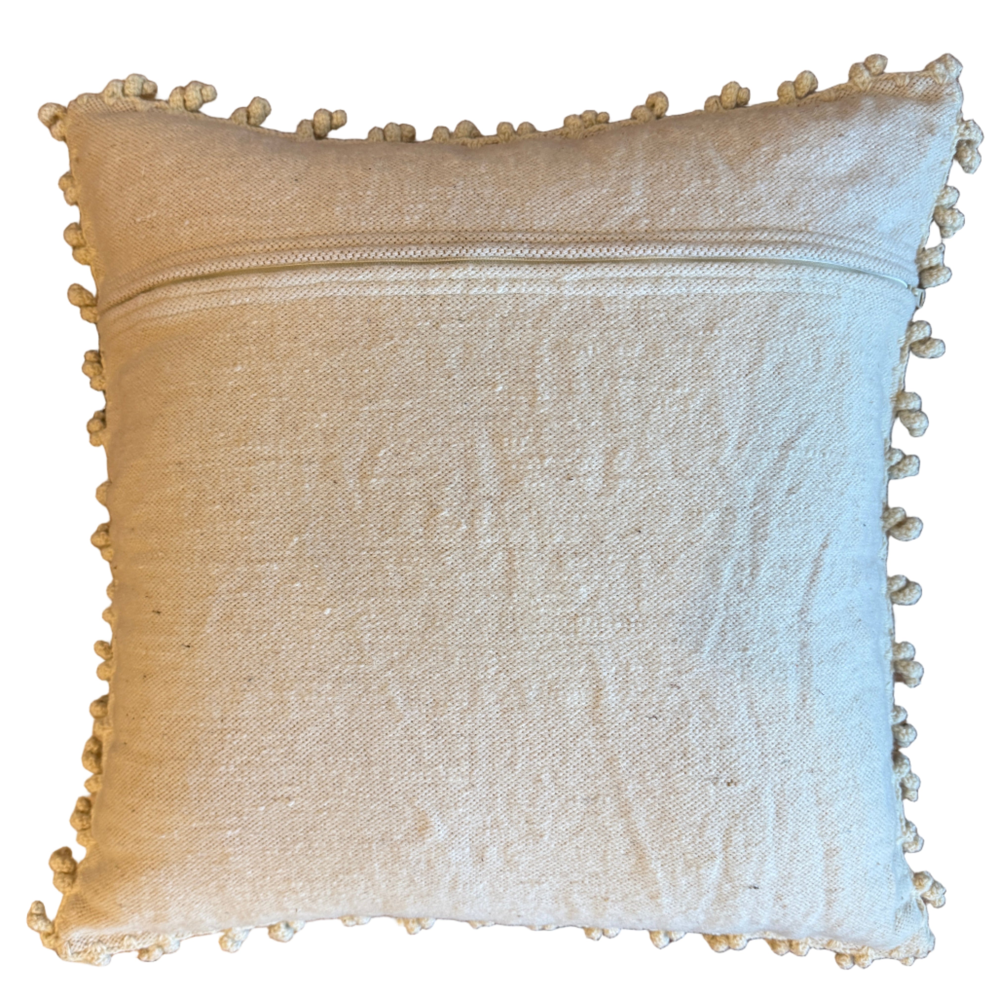 Embroidered Salmon Wool Pillow Peru (18x18)