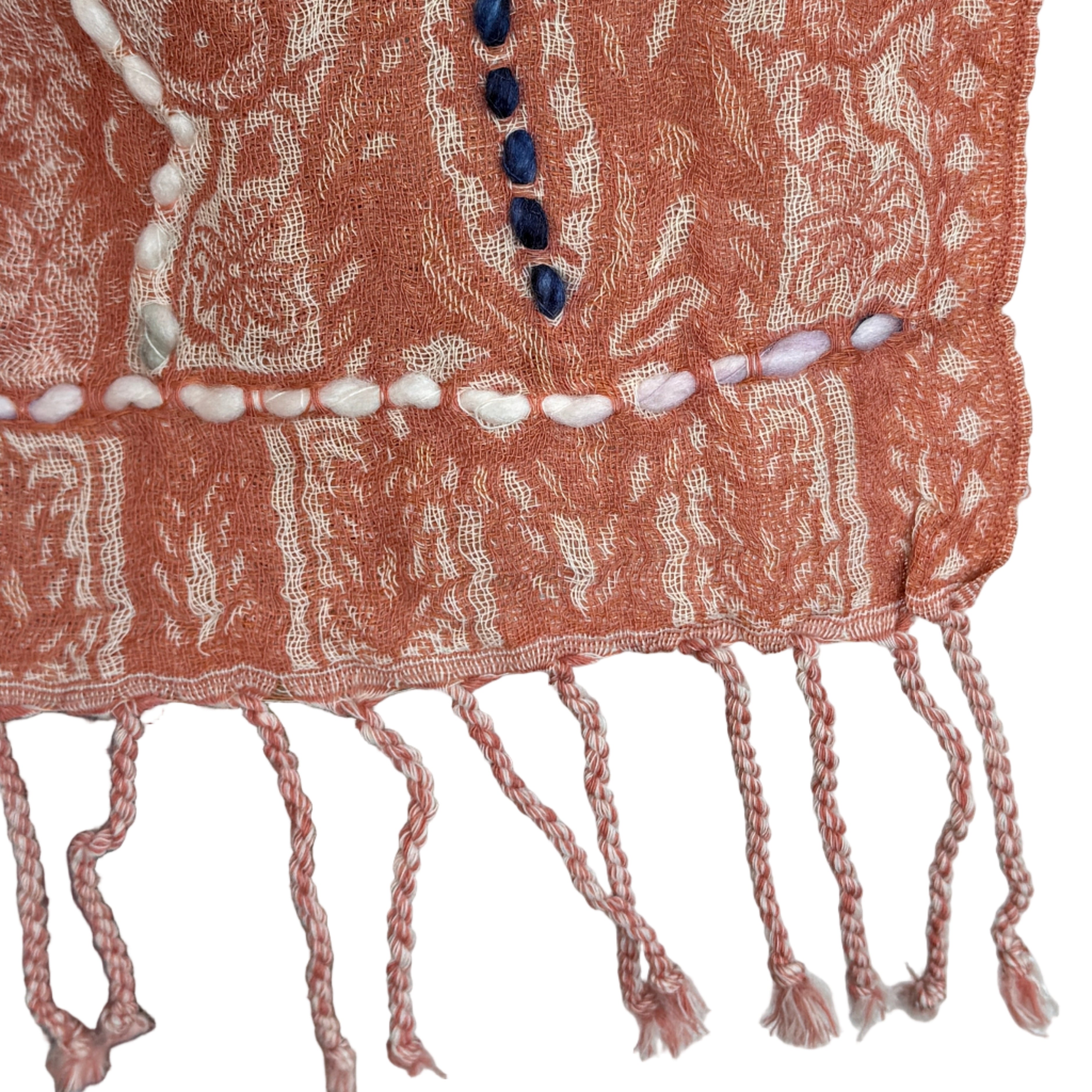 Woven & Hand Embroidered Pink Wool Shawl