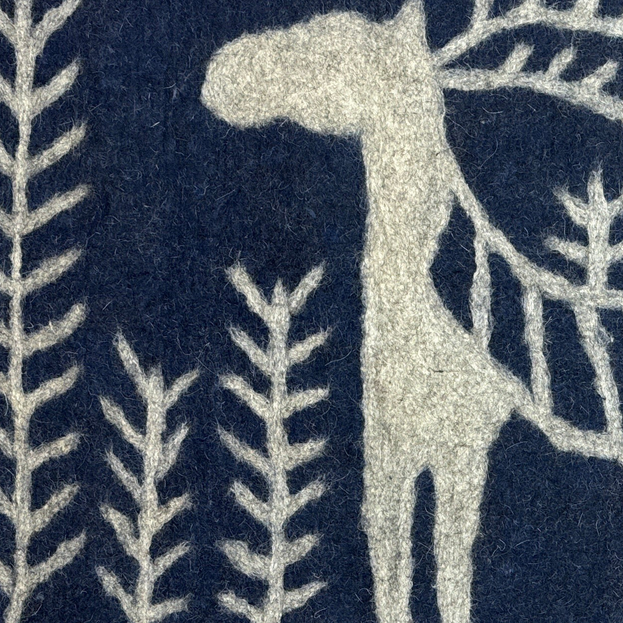 Handmade Wool Felt Blue Deer Rug Afghanistan (30x48)