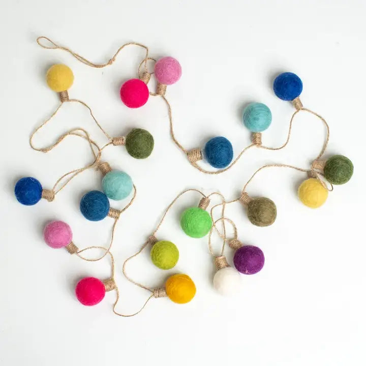 Handmade Felt Light Bulb Garland Nepal