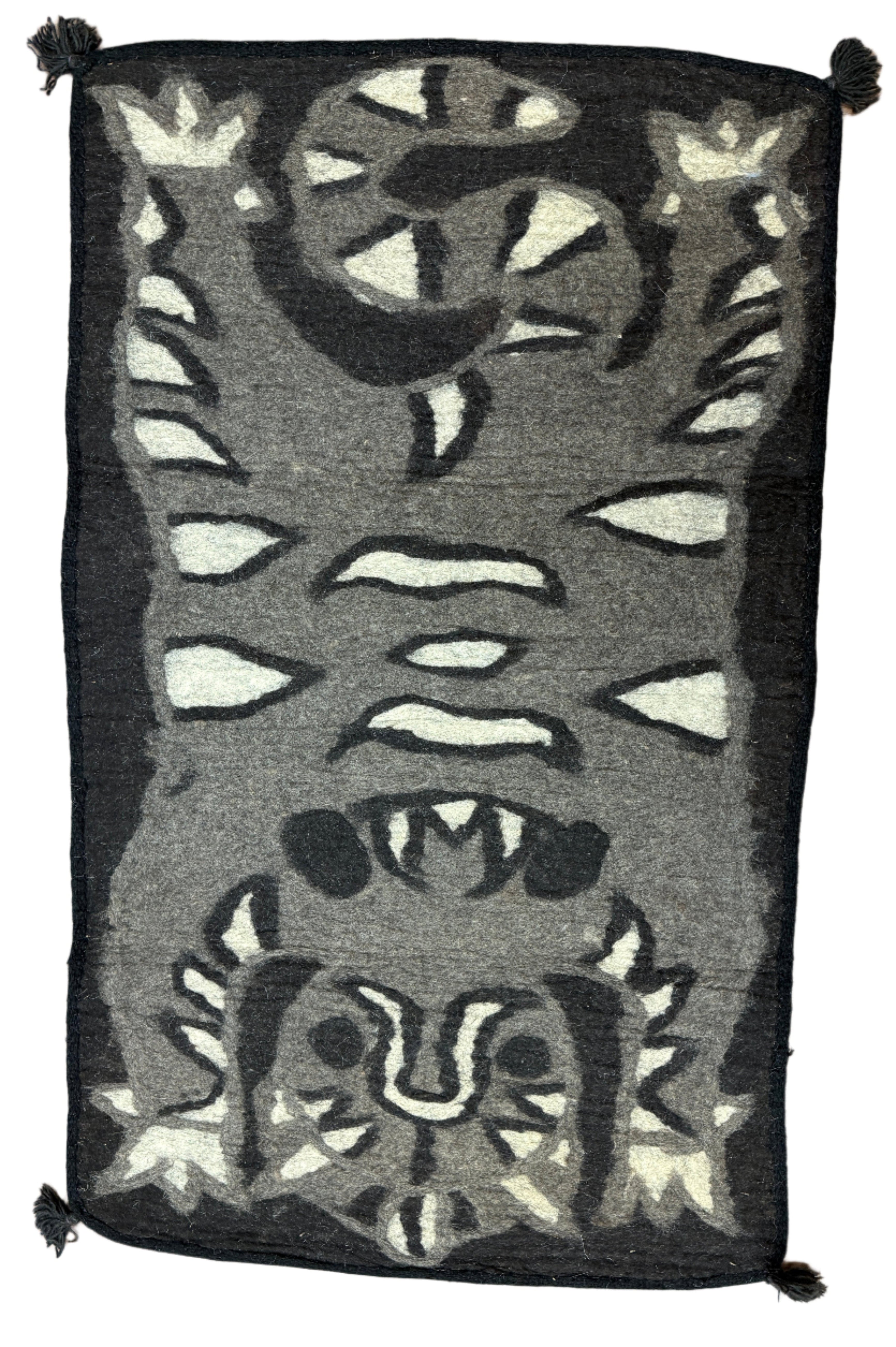 Handmade Wool Felt Grey Tiger Rug Afghanistan (30x48)