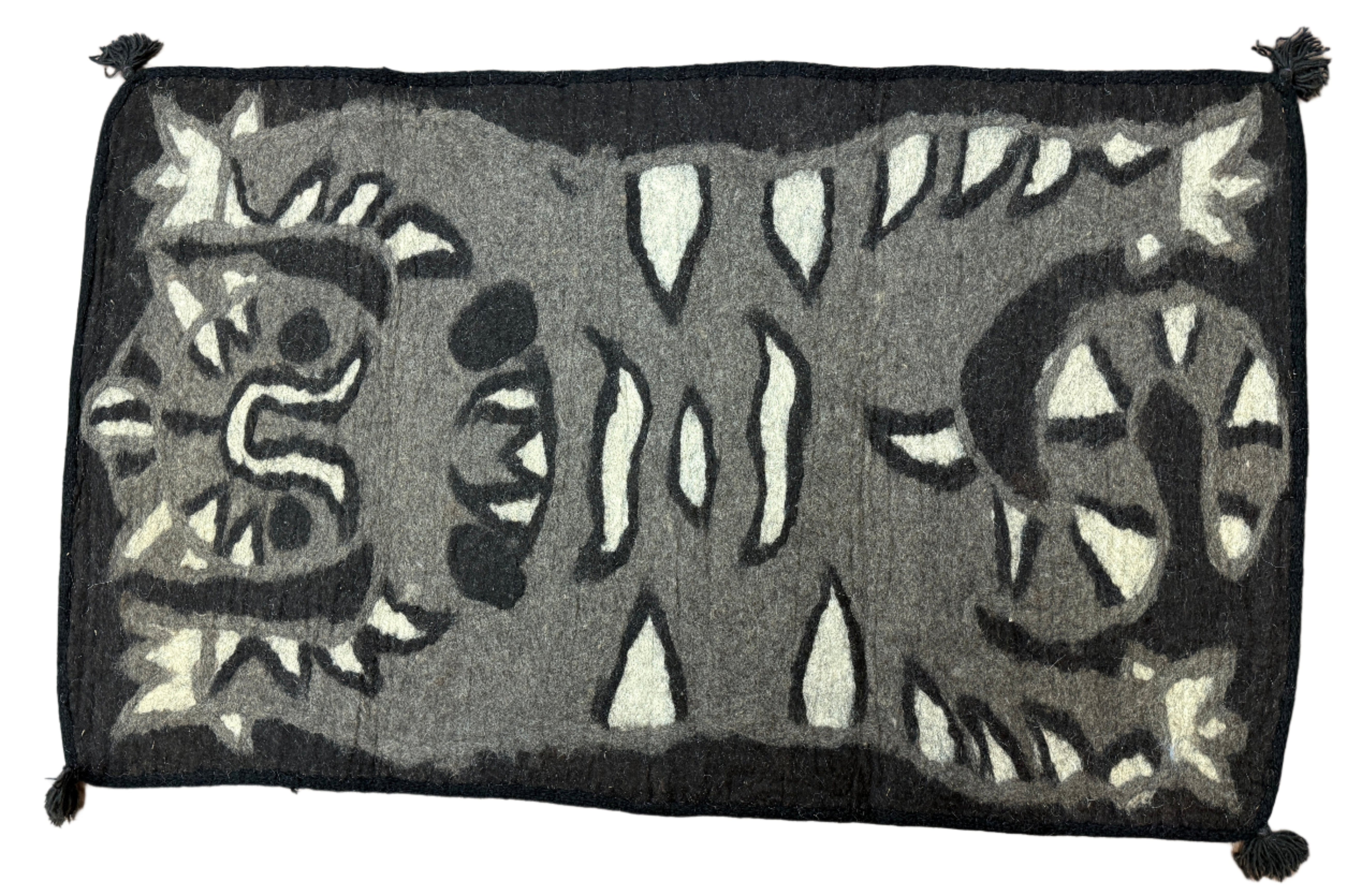Handmade Wool Felt Grey Tiger Rug Afghanistan (30x48)