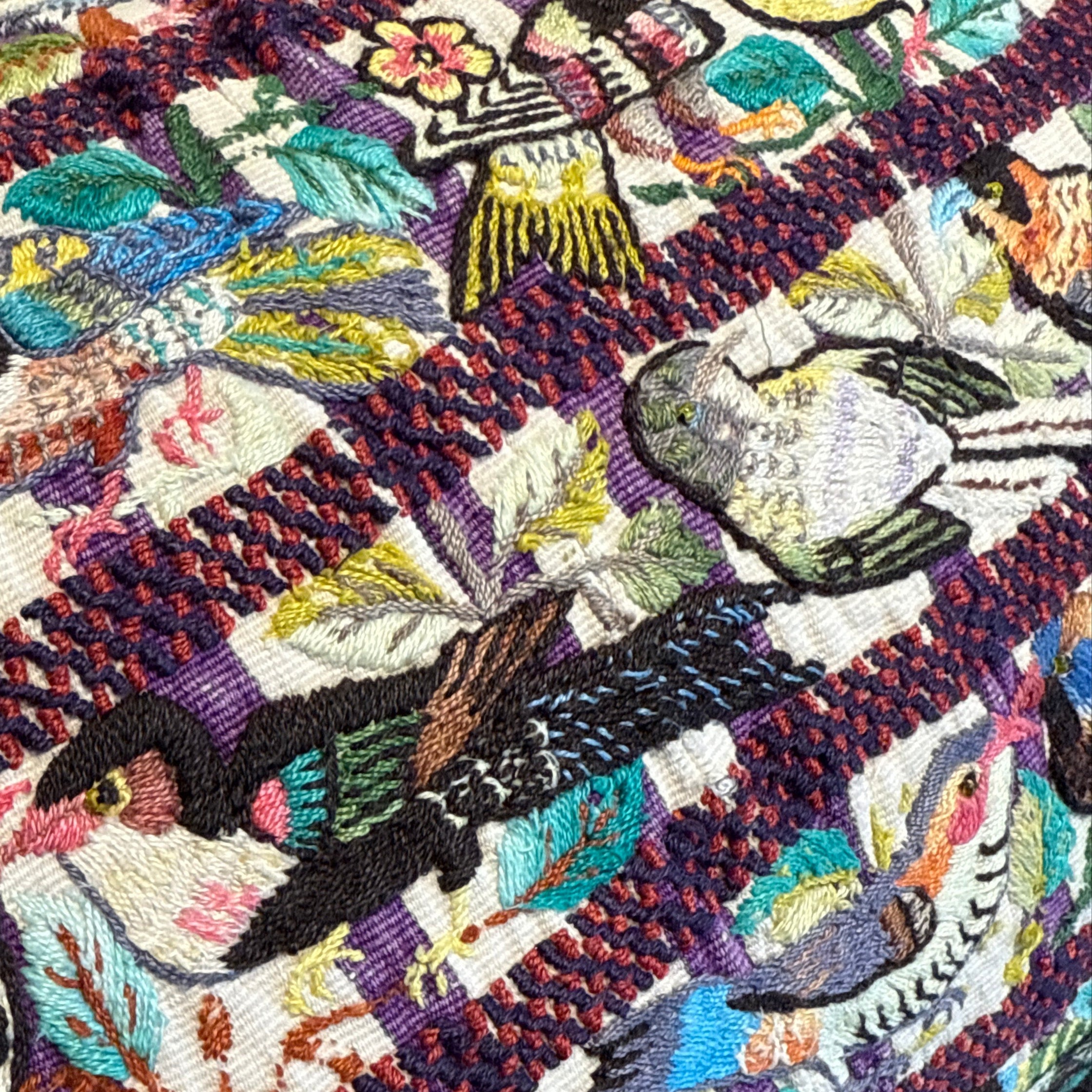 Hand Woven and Embroidered Pantalones Lumbar Pillow Guatemala (12 x 22)