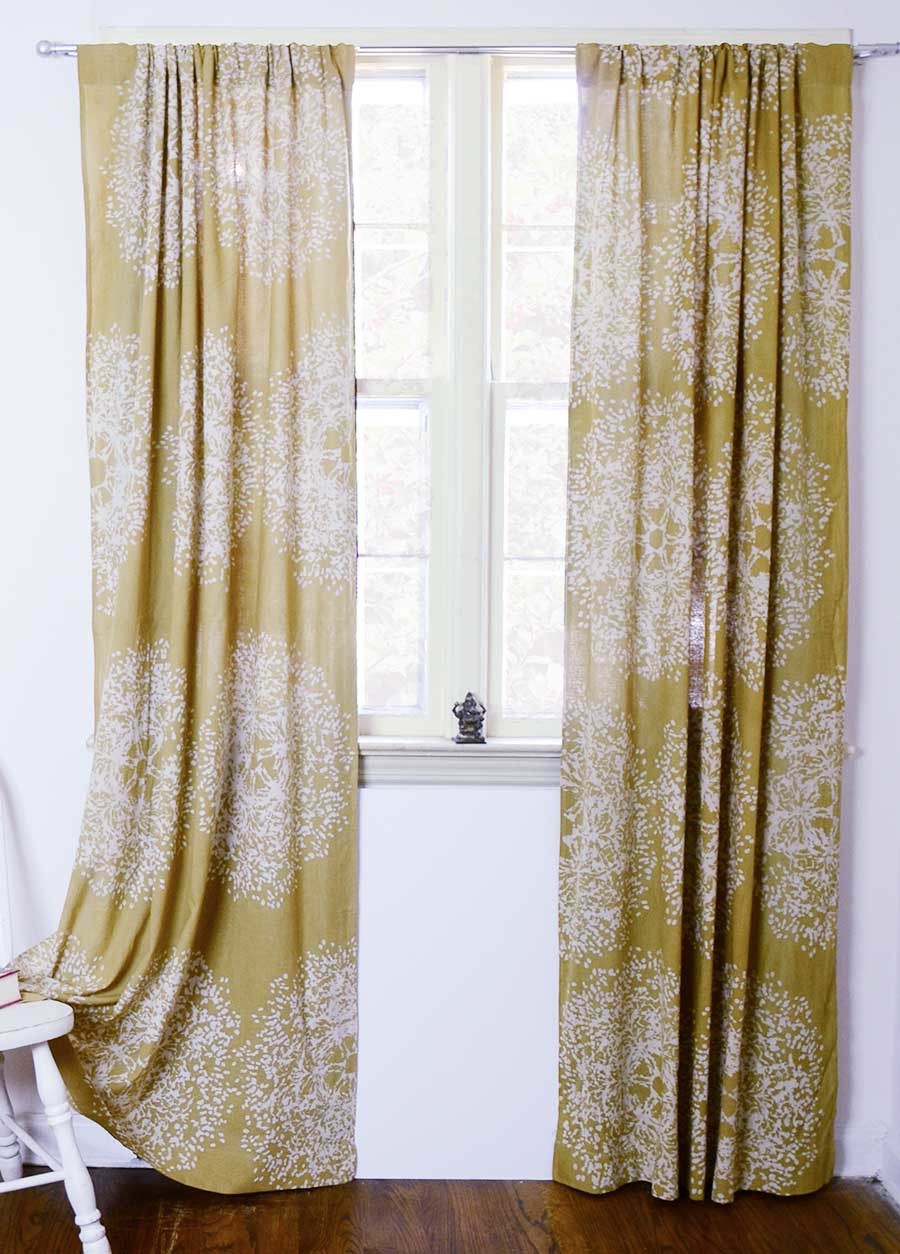Handmade Cotton Curtain India - Yellow Trees