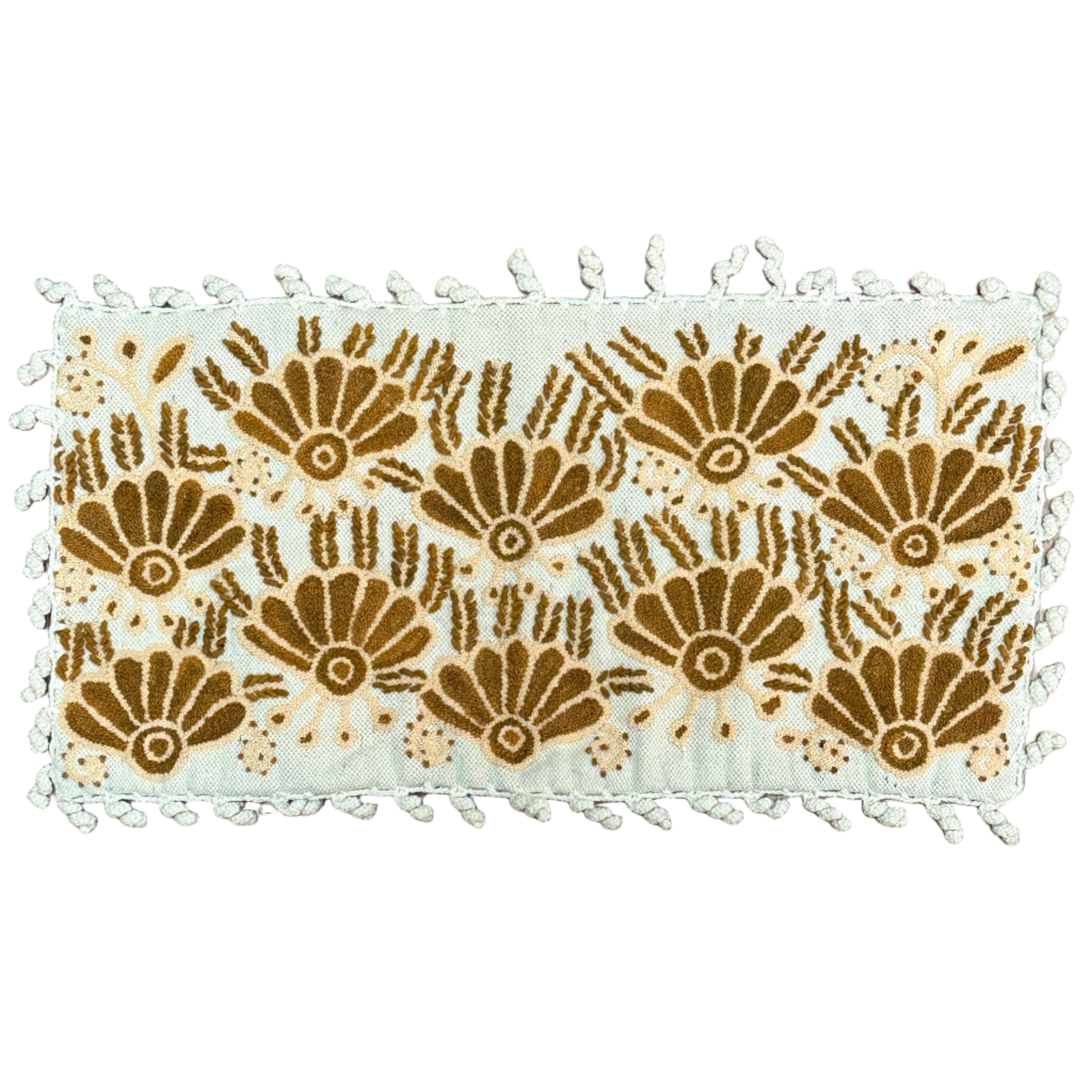 Embroidered Salmon Wool Lumbar Peru (12x24)