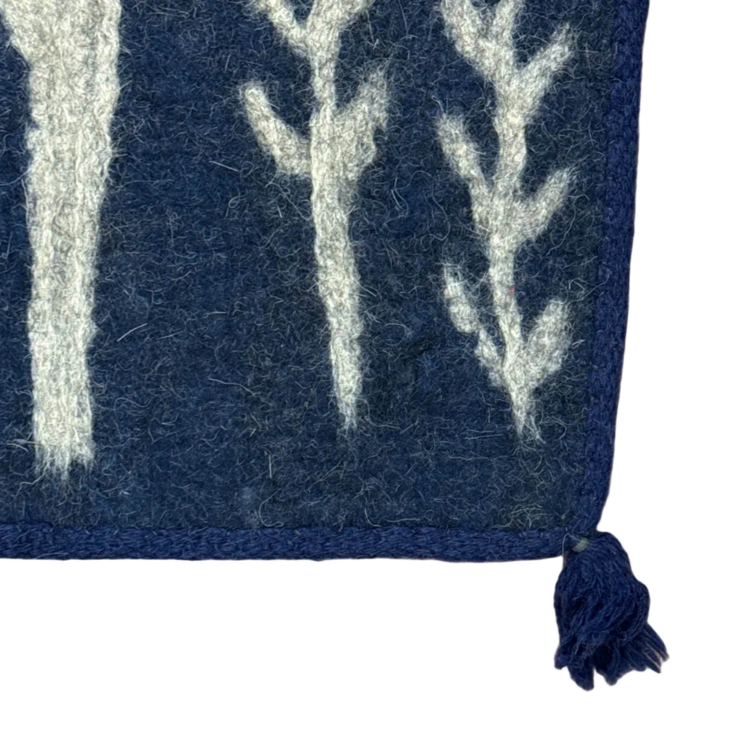 Handmade Wool Felt Blue Deer Rug Afghanistan (30x48)