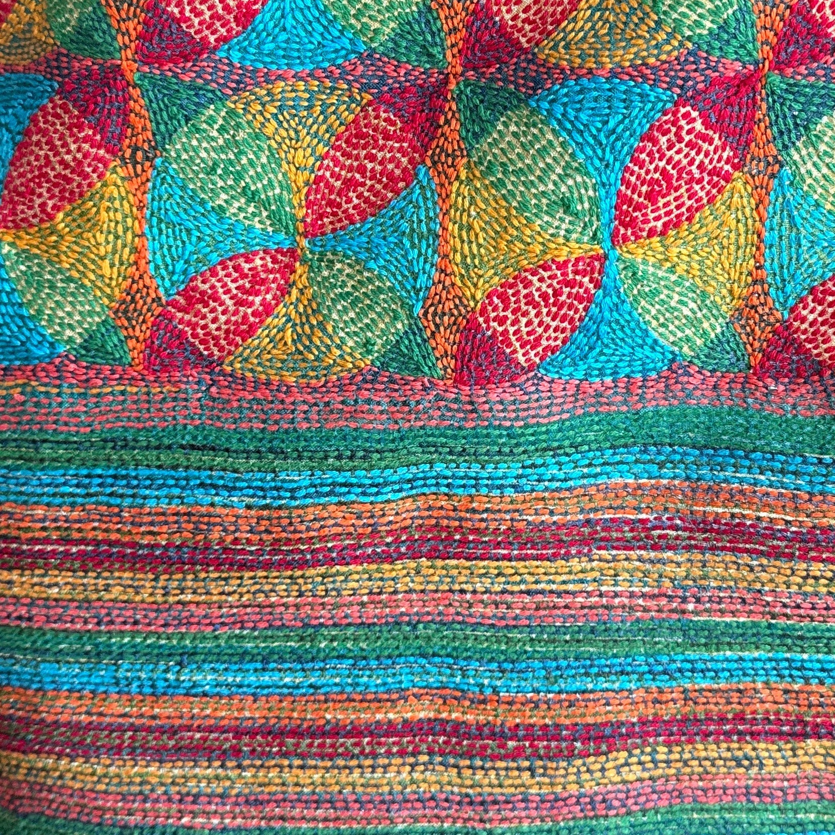 Kantha Stitched Green Prantik Scarf India