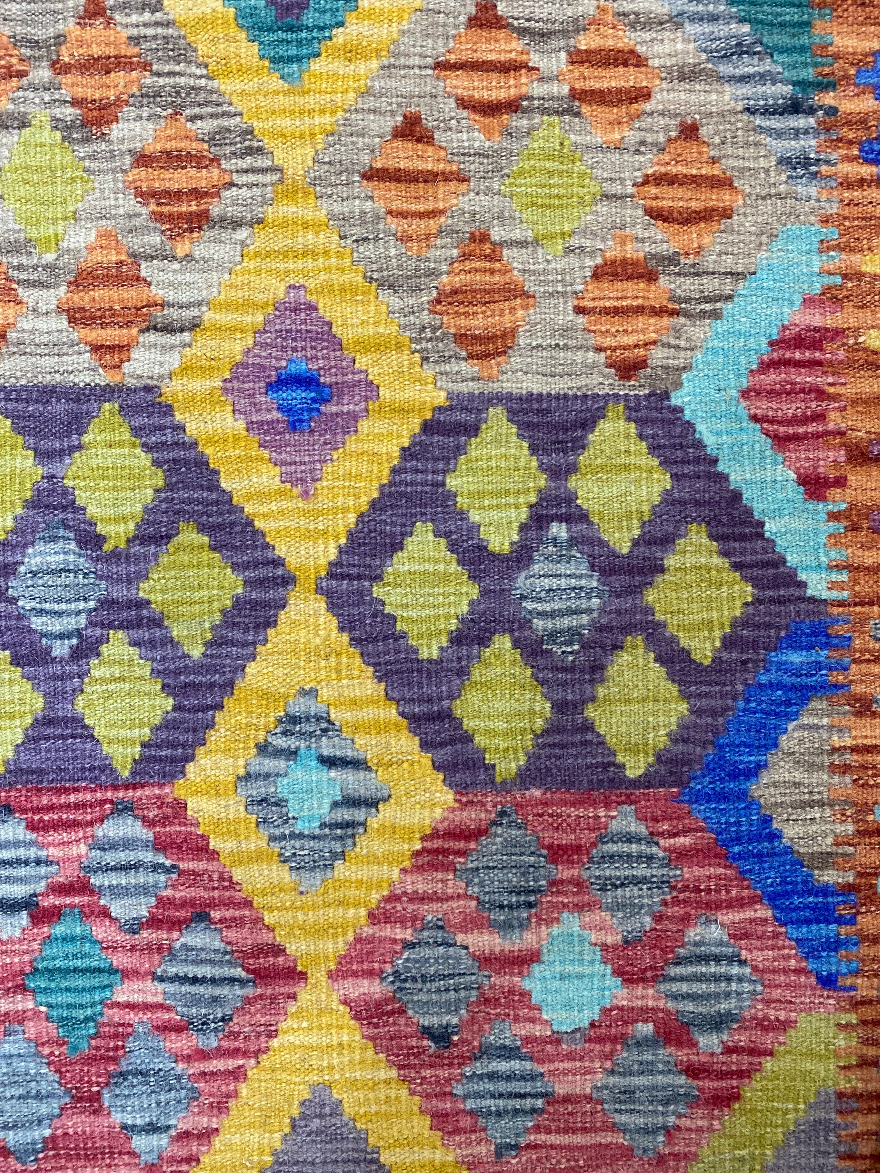 Handwoven Wool Kilim Runner Rug  Afghanistan 34x47 - 24042