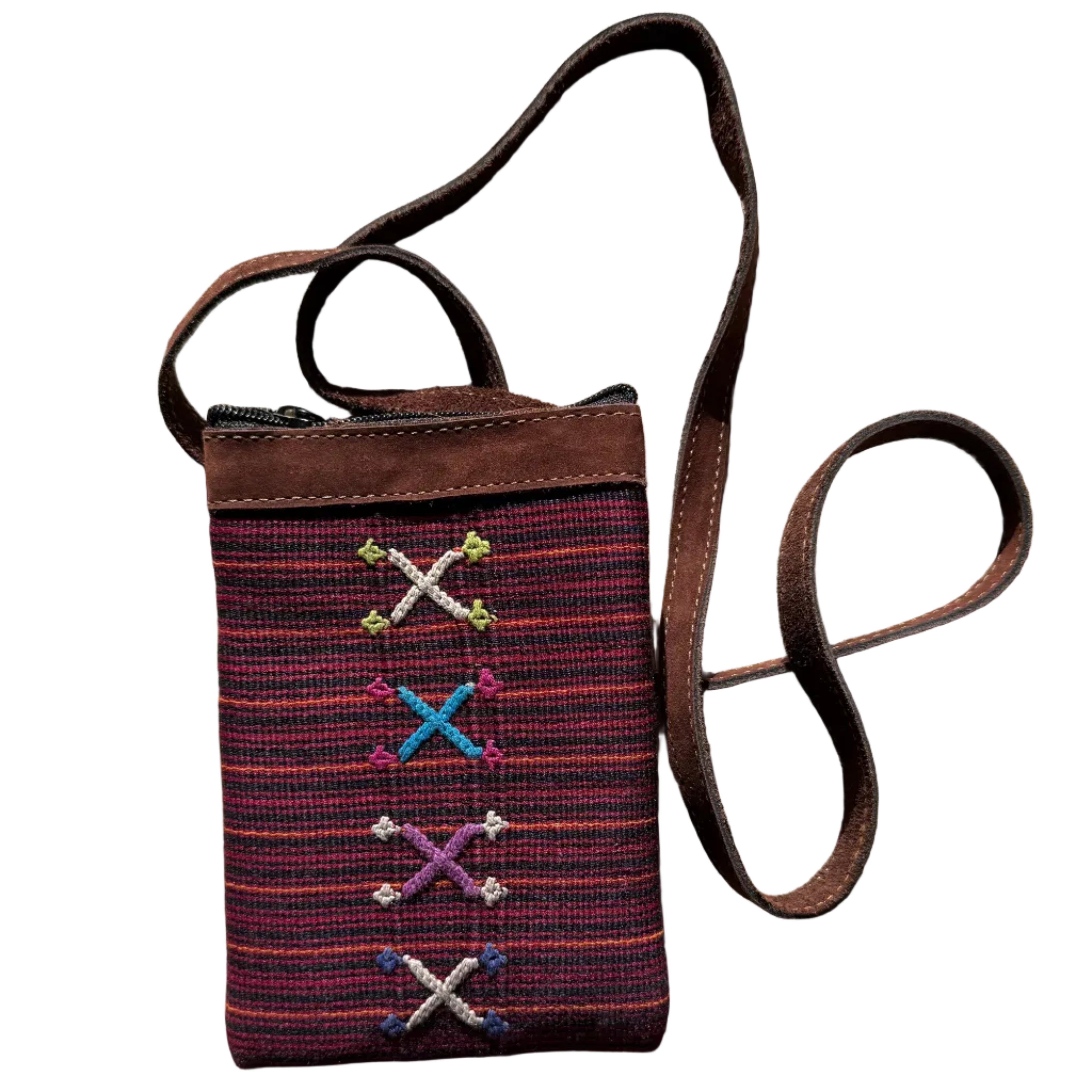 Cross Shoulder Zipper Pouch Corte and Suede