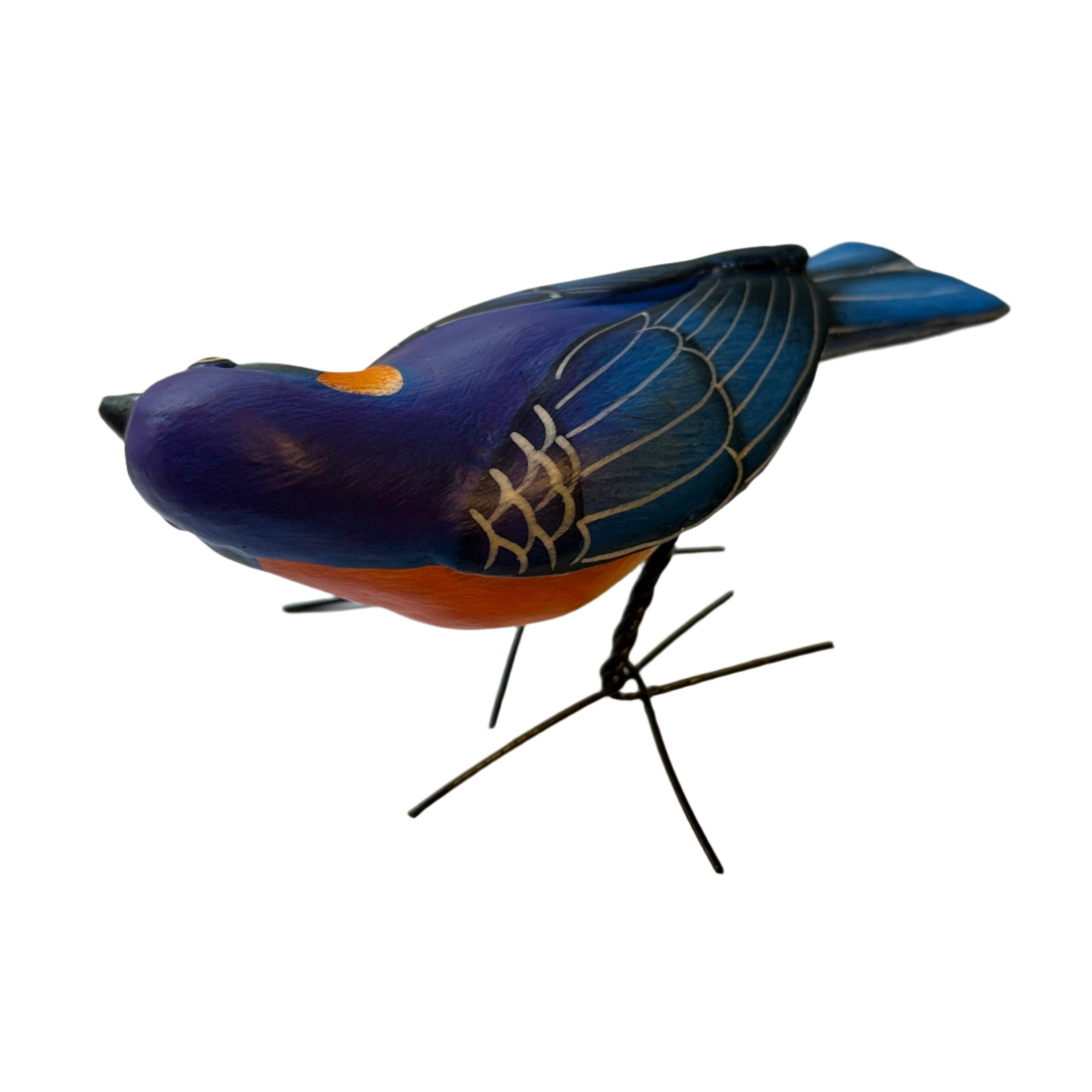 Eastern Bluebird Painted Ceramic Bird Guatemala