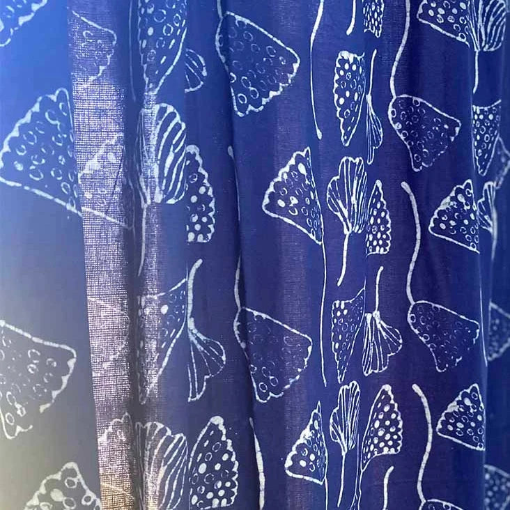 Handmade Cotton Curtain India - Indigo Floral