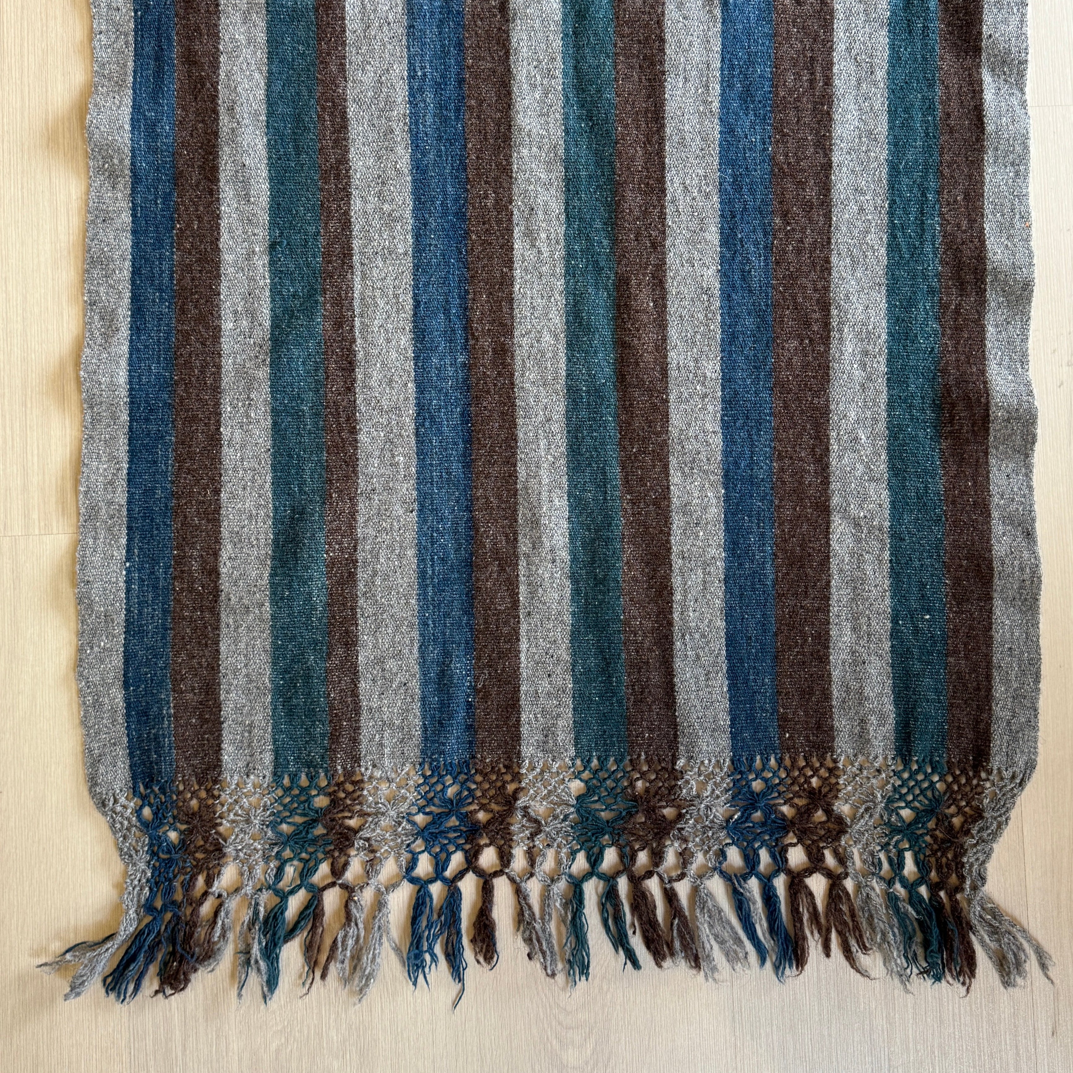 Handwoven Natural Dye Blues Wool Rebozo Mexico