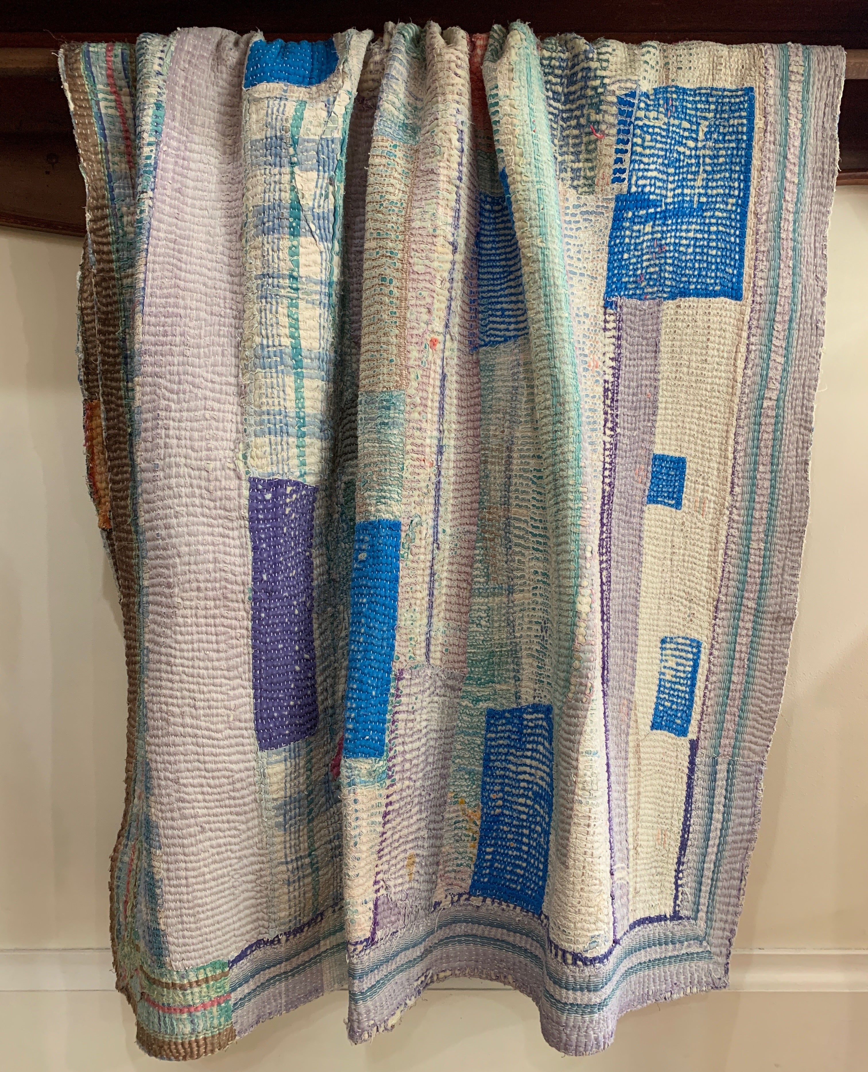 Handmade Kantha Light Patchwork Quilt India