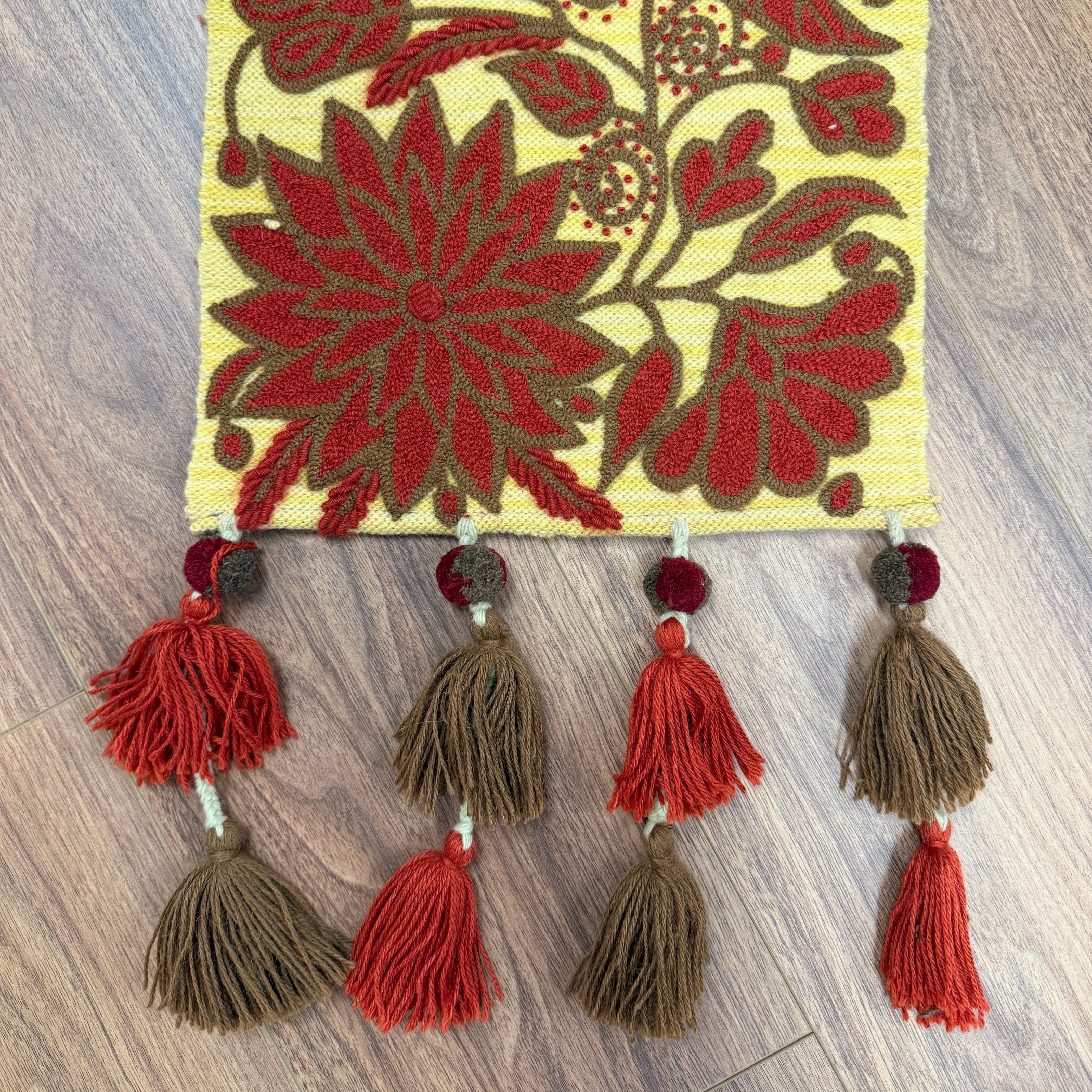 Embroidered Autumn Wool Table Runner Peru